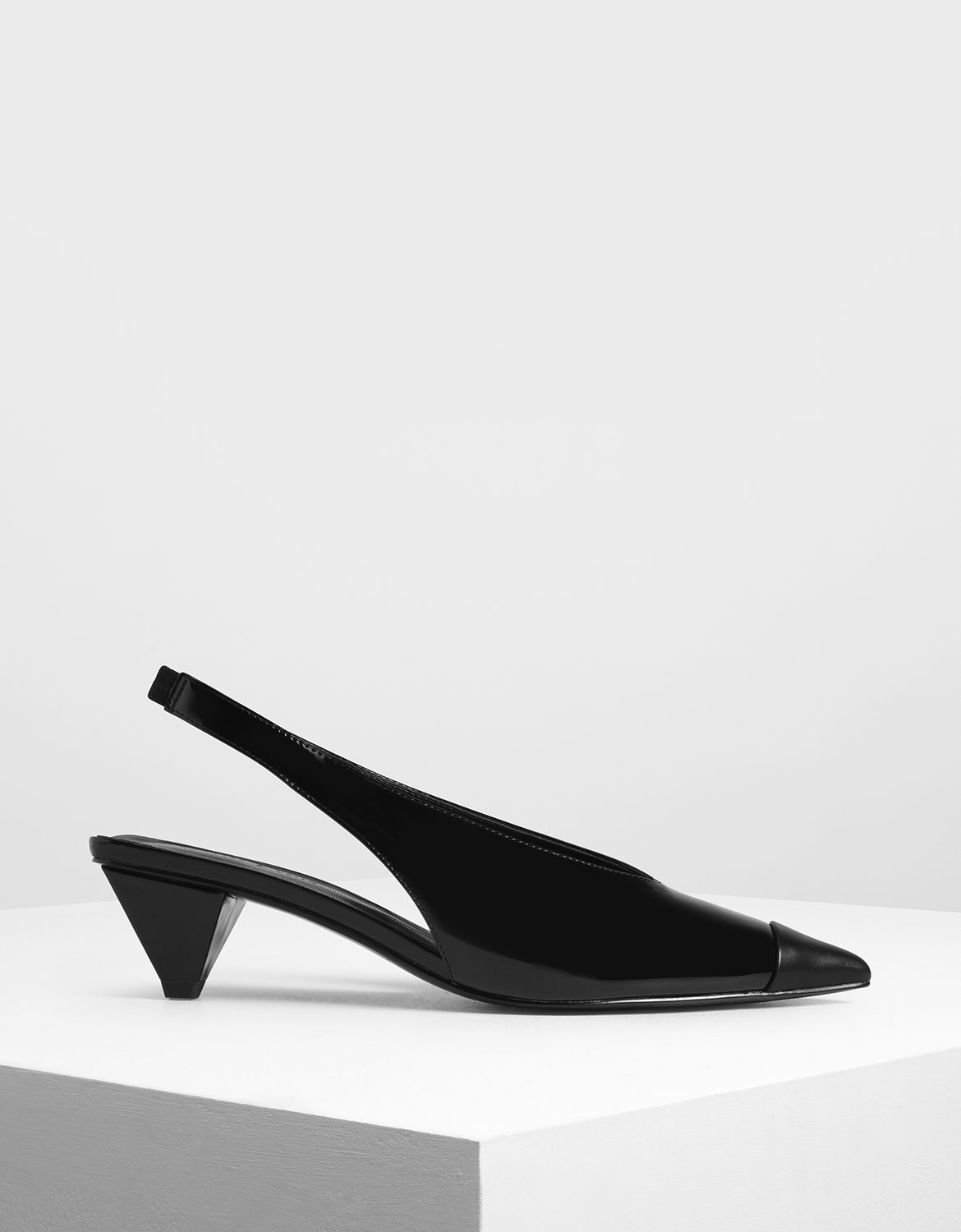 

Cone Heel Slingback Pumps, Black