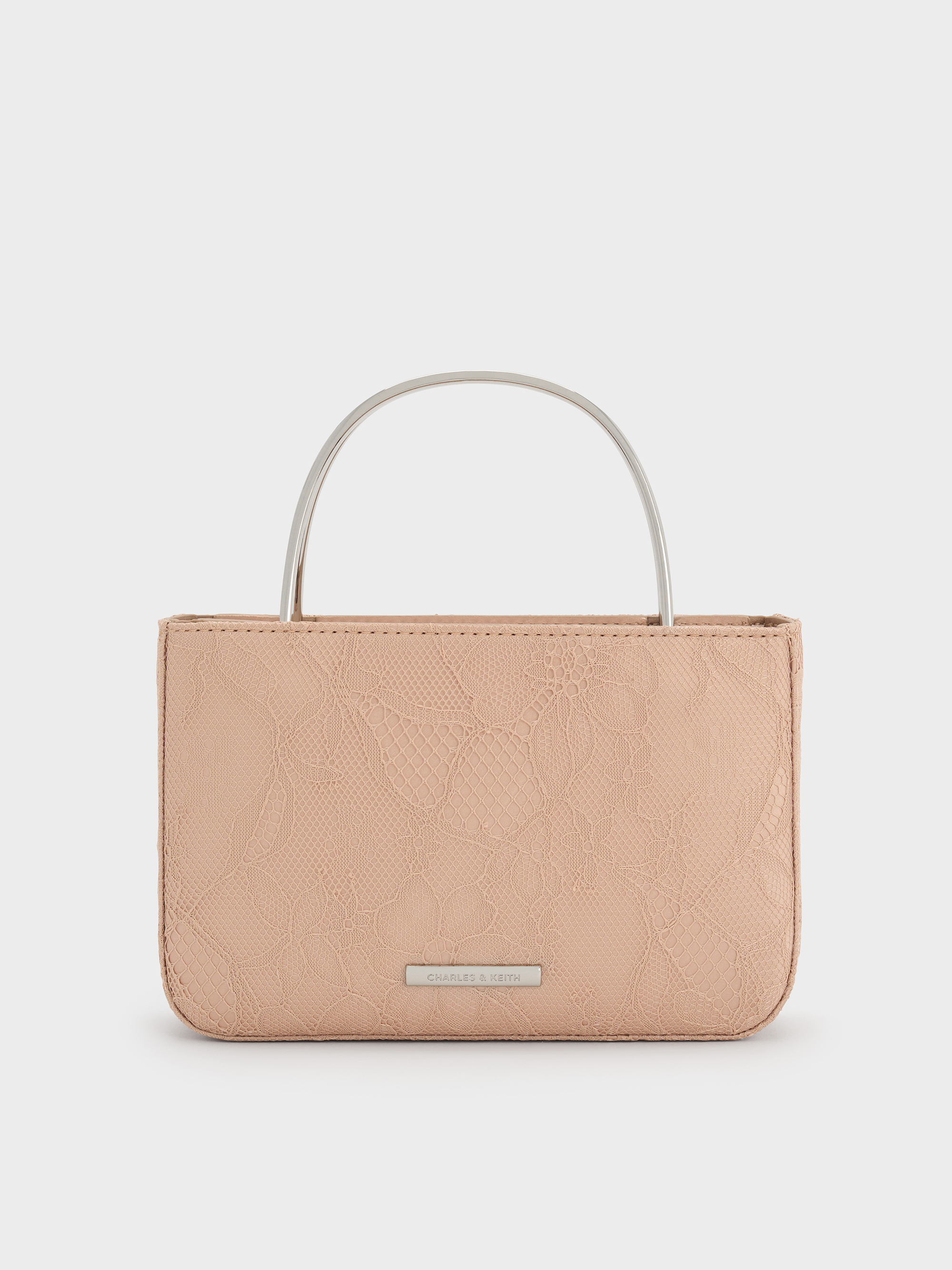 Charles & Keith - Jennis Lace & Satin Top Handle Bag