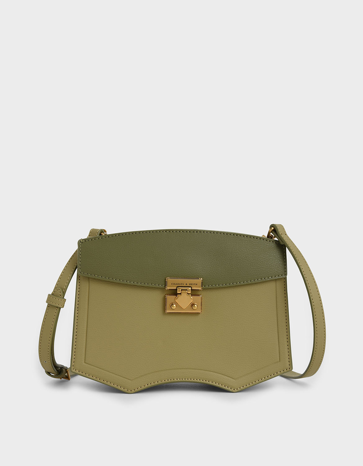 

Two-Tone Sculptural Crossbody Bag, Sage green