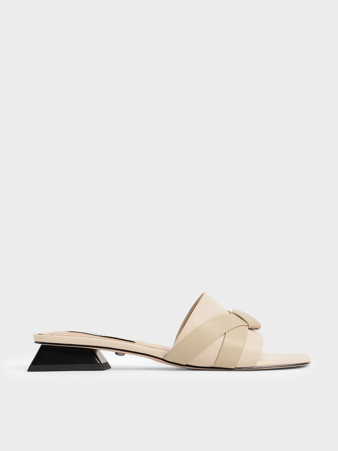 

Leather Bow-Tie Trapeze Heel Mules