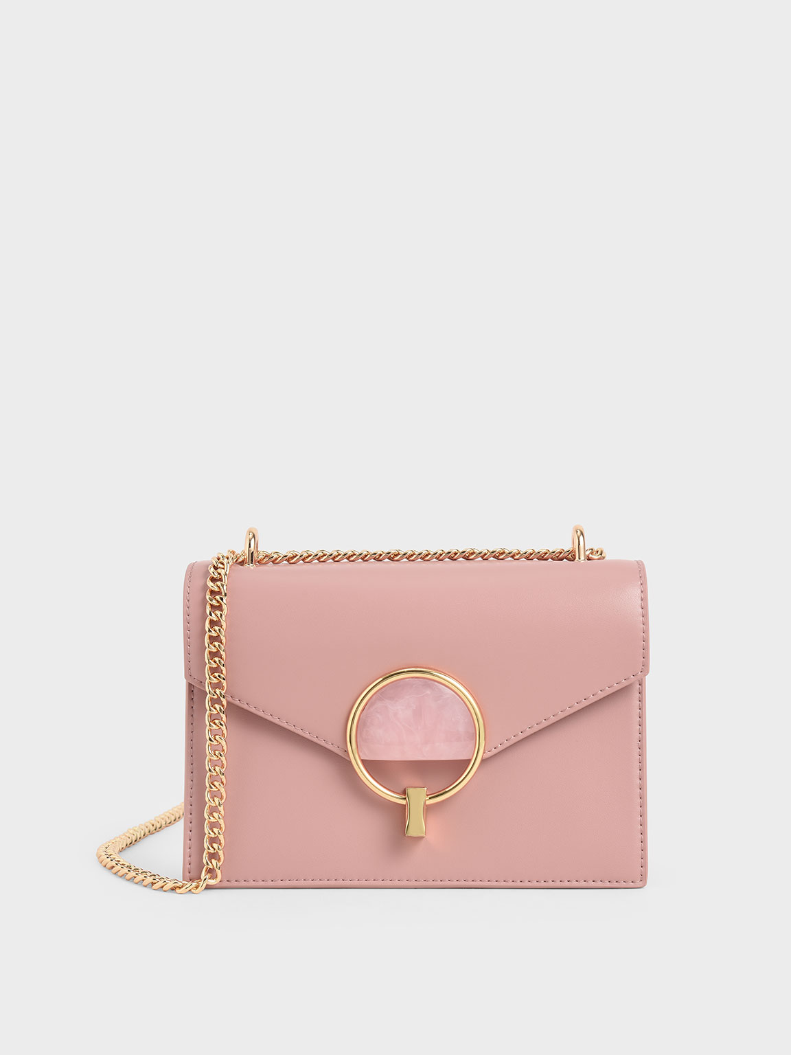 

Stone-Embellished Shoulder Bag, Pink