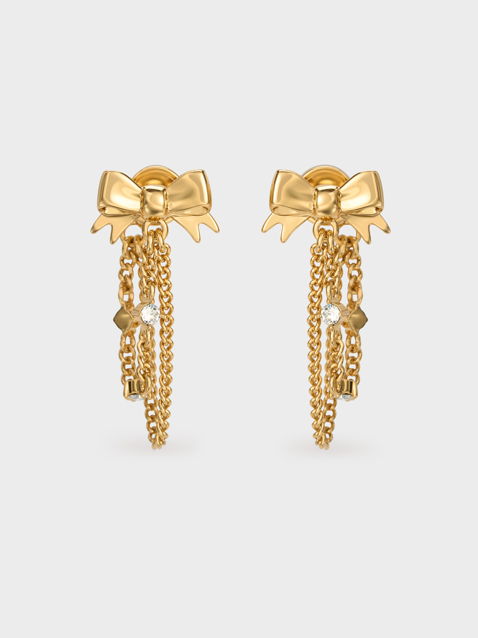 Charles & Keith - Paige Crystal-Chain Bow Drop Earrings