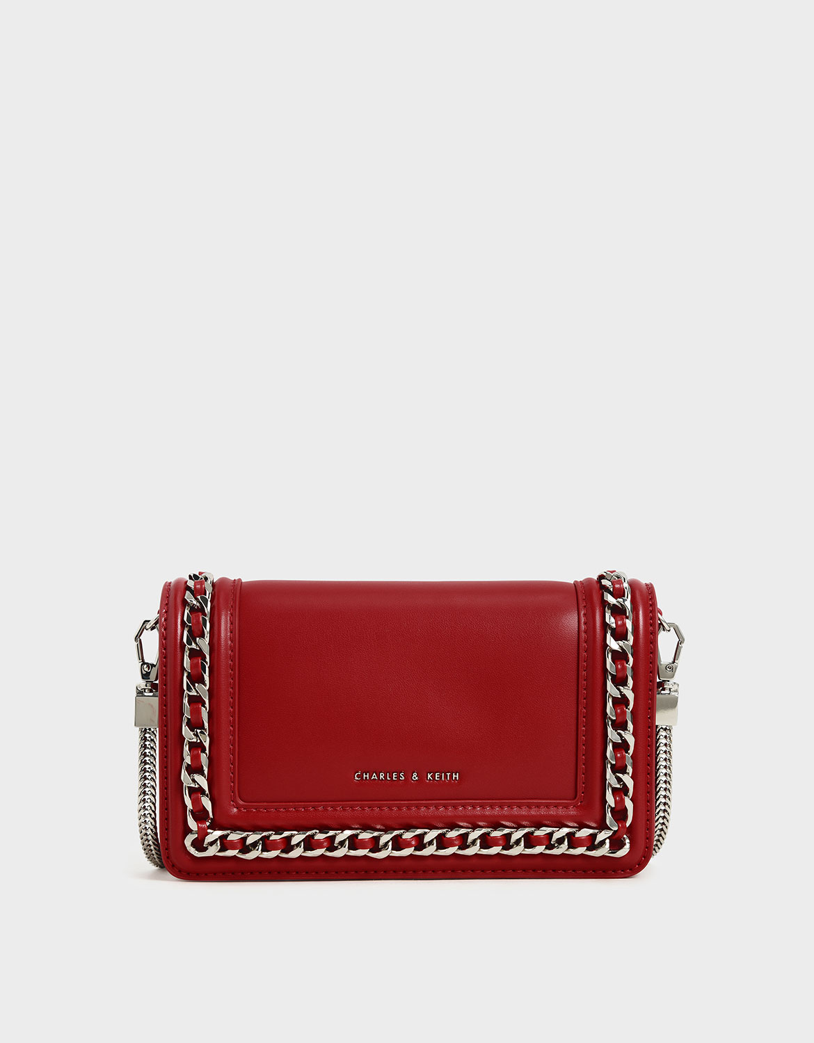 

Chain-Trimmed Clutch, Red