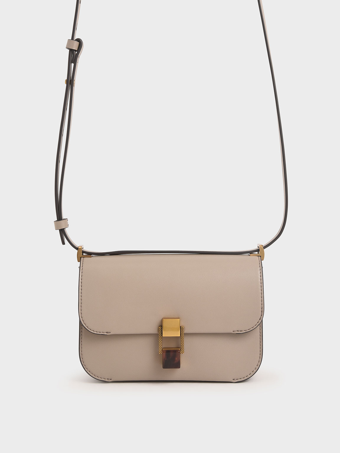 

Stone-Embellished Crossbody Bag, Taupe
