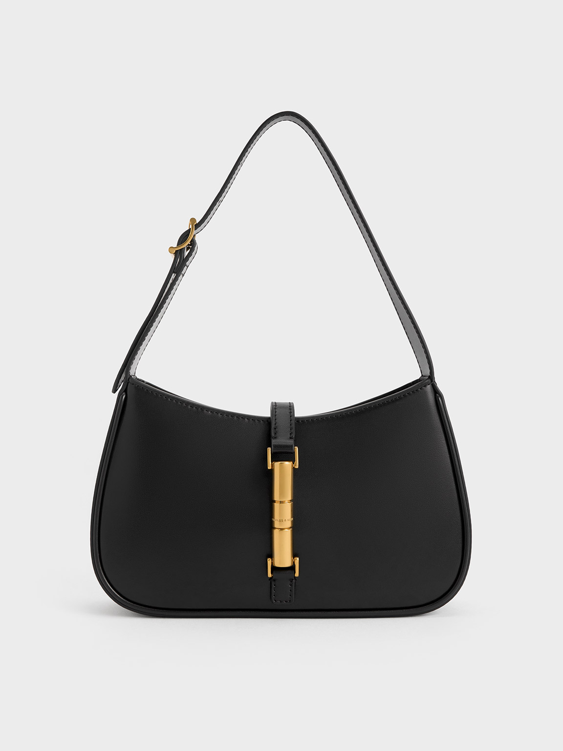 Black Cesia Metallic Accent Shoulder Bag | CHARLES & KEITH UK