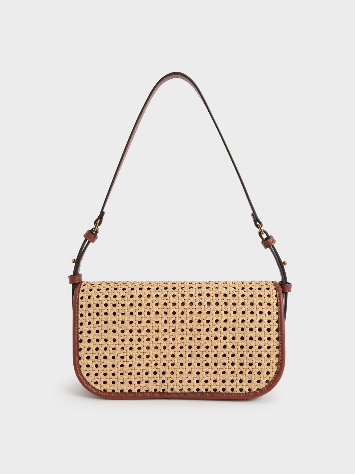 

Woven Flap Shoulder Bag, Brown