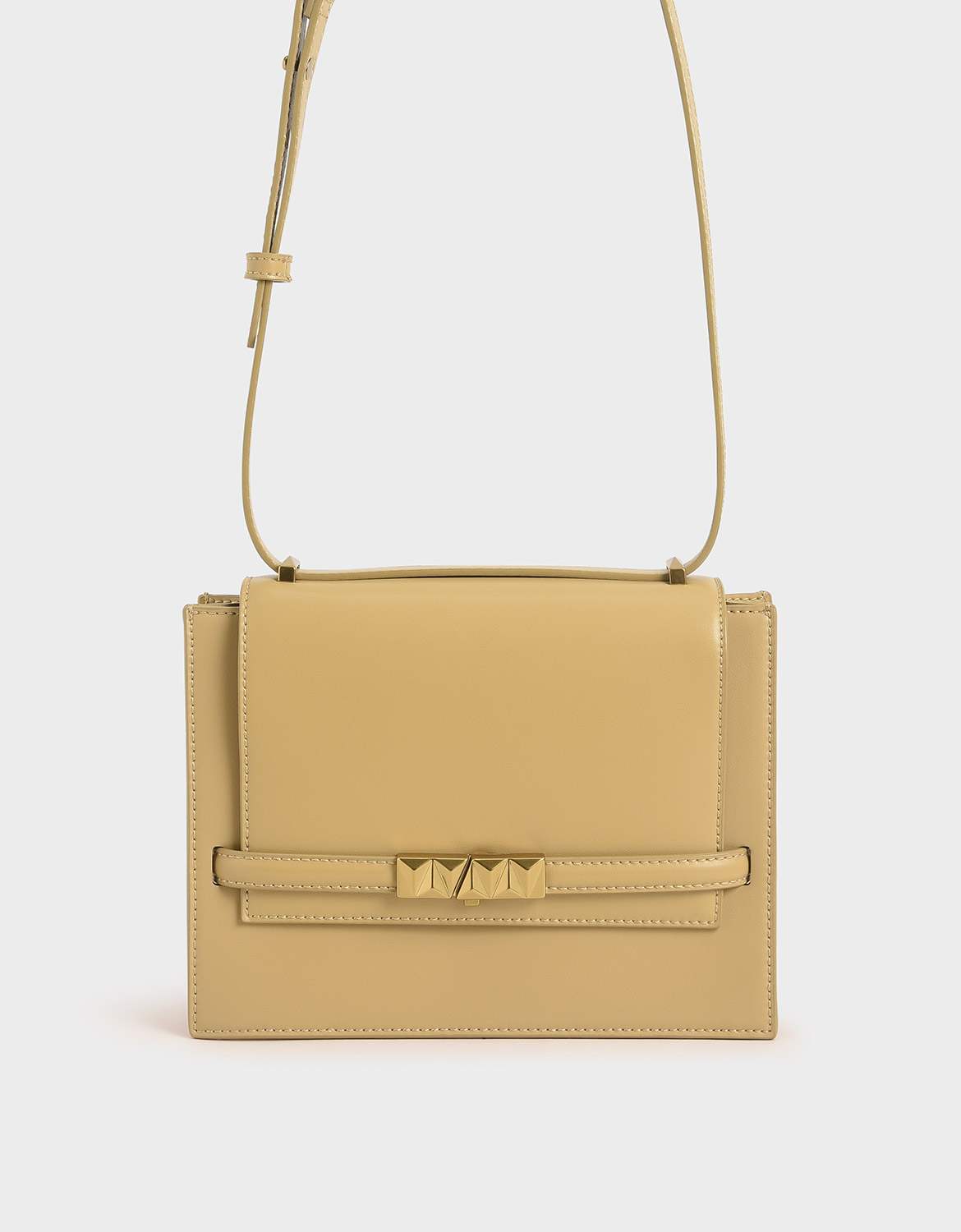 

Metallic Push-Lock Crossbody Bag, Yellow