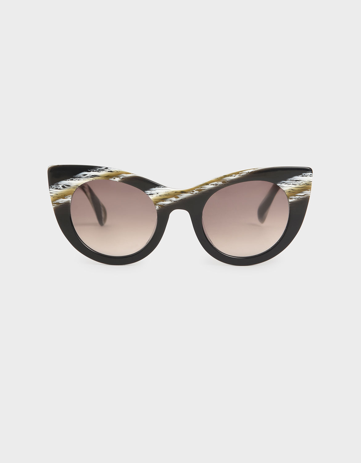 

Striped Thick Frame Cat-Eye Sunglasses, Multi