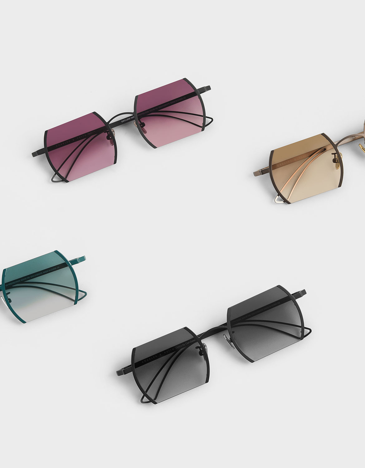 

Cut-Off Frame Round Sunglasses, Black