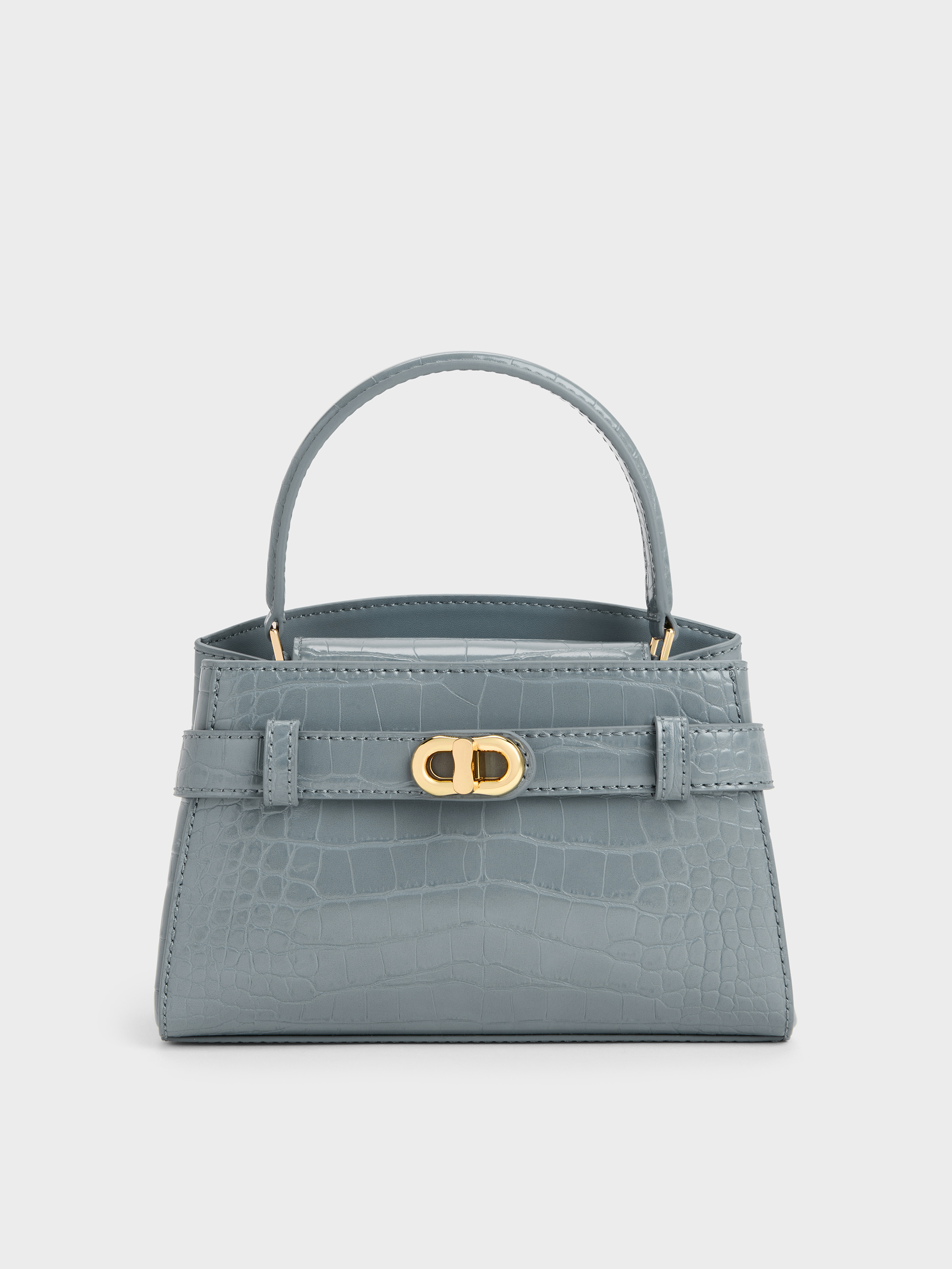 Charles & Keith - Aubrielle Croc-Effect Belted Top Handle Bag