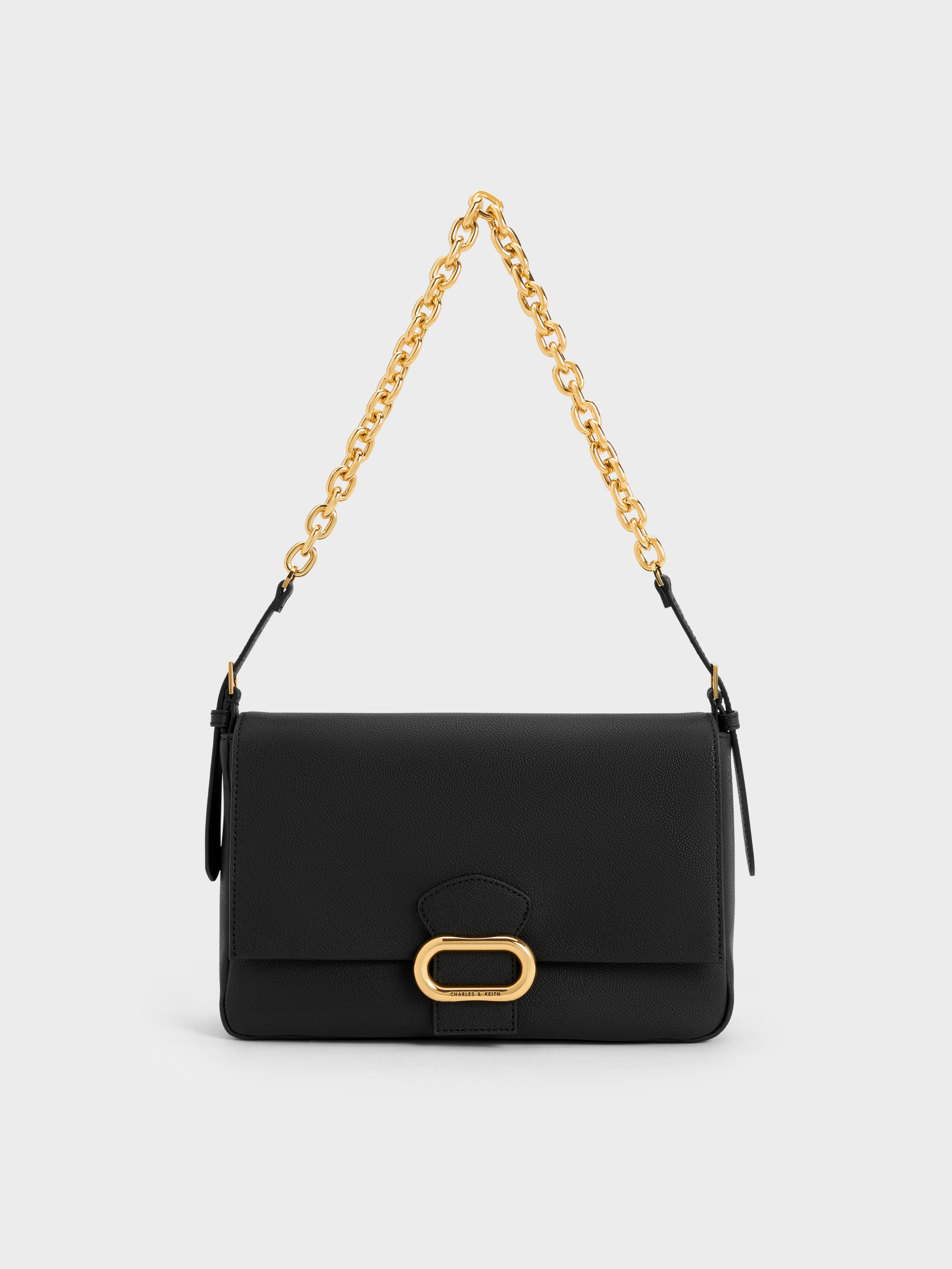 Black Daki Belted Trapeze Bag CHARLES & KEITH UK