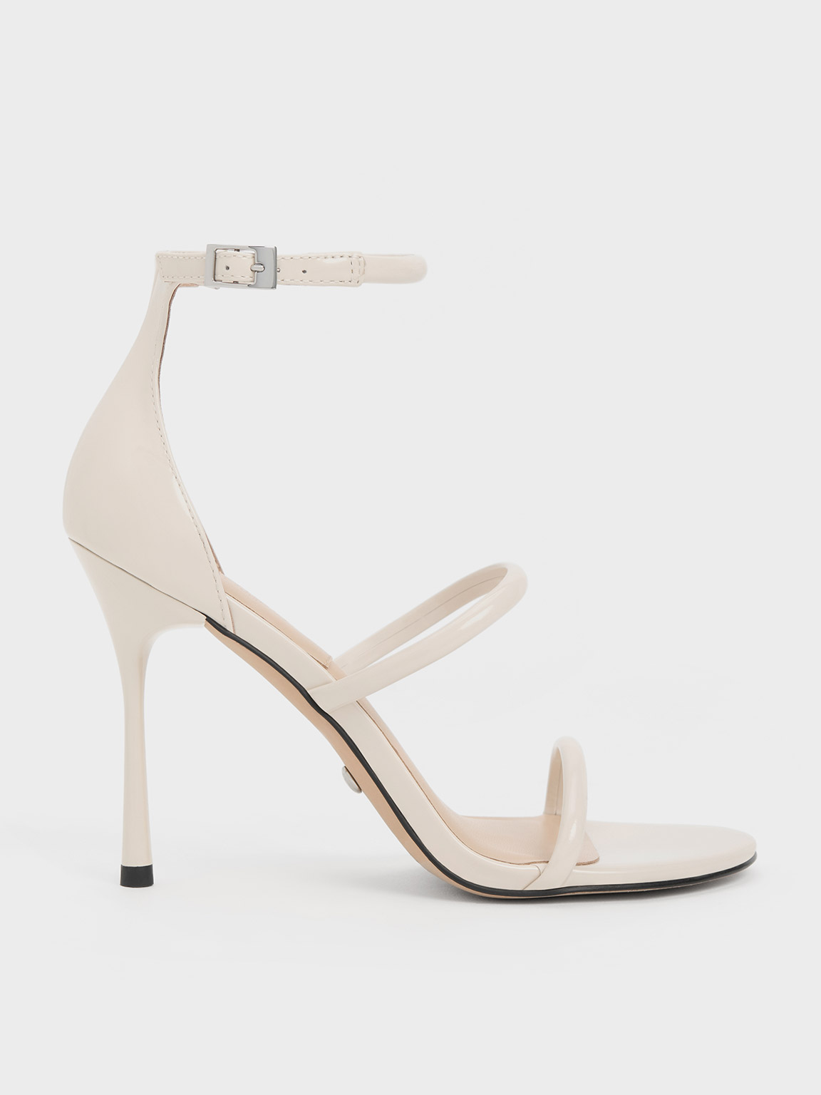 Patent Leather Triple Strap Heeled Sandals