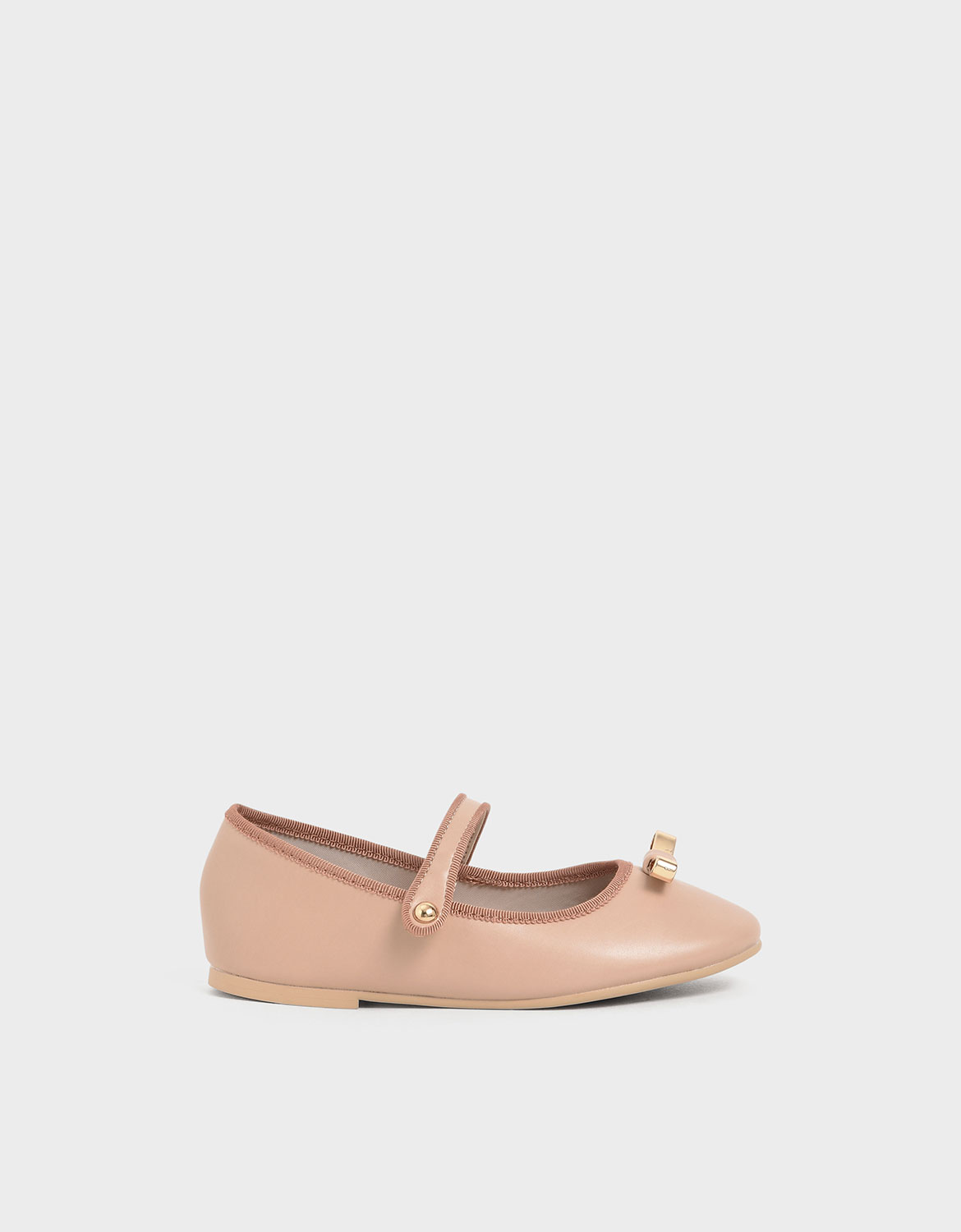 

Girls' Metal Bow Mary Jane Flats, Nude