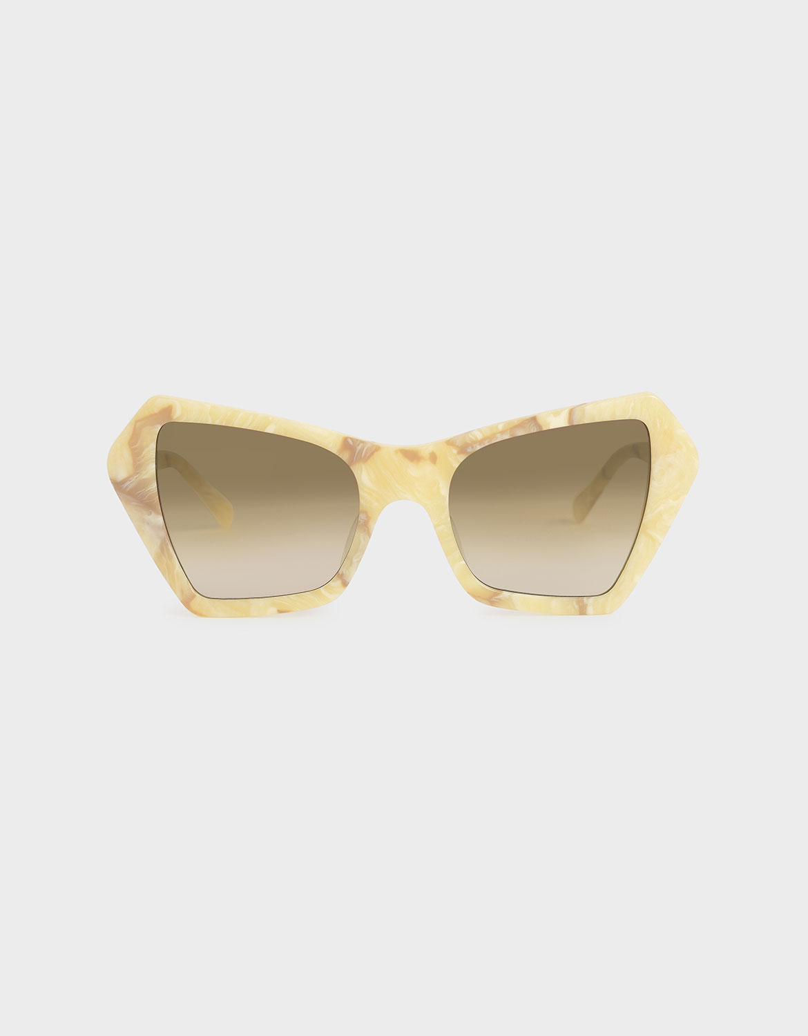 

Geometric Frame Sunglasses, Cream