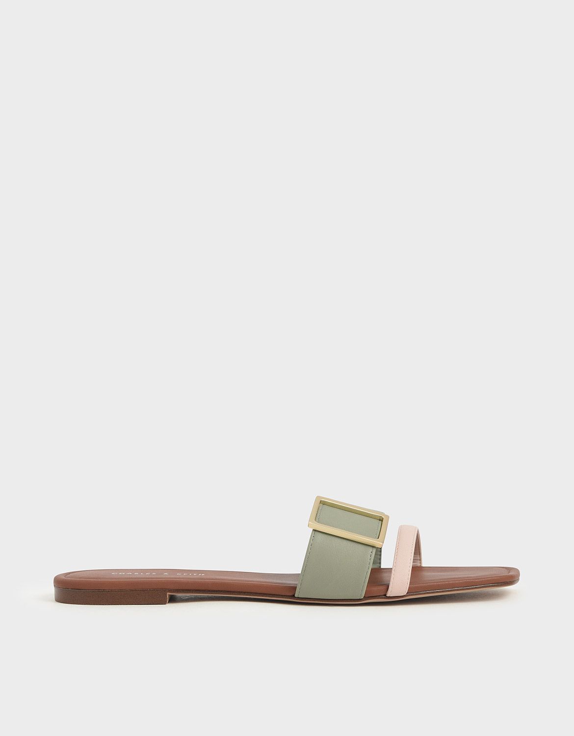 

Buckle Slide Sandals, Sage green