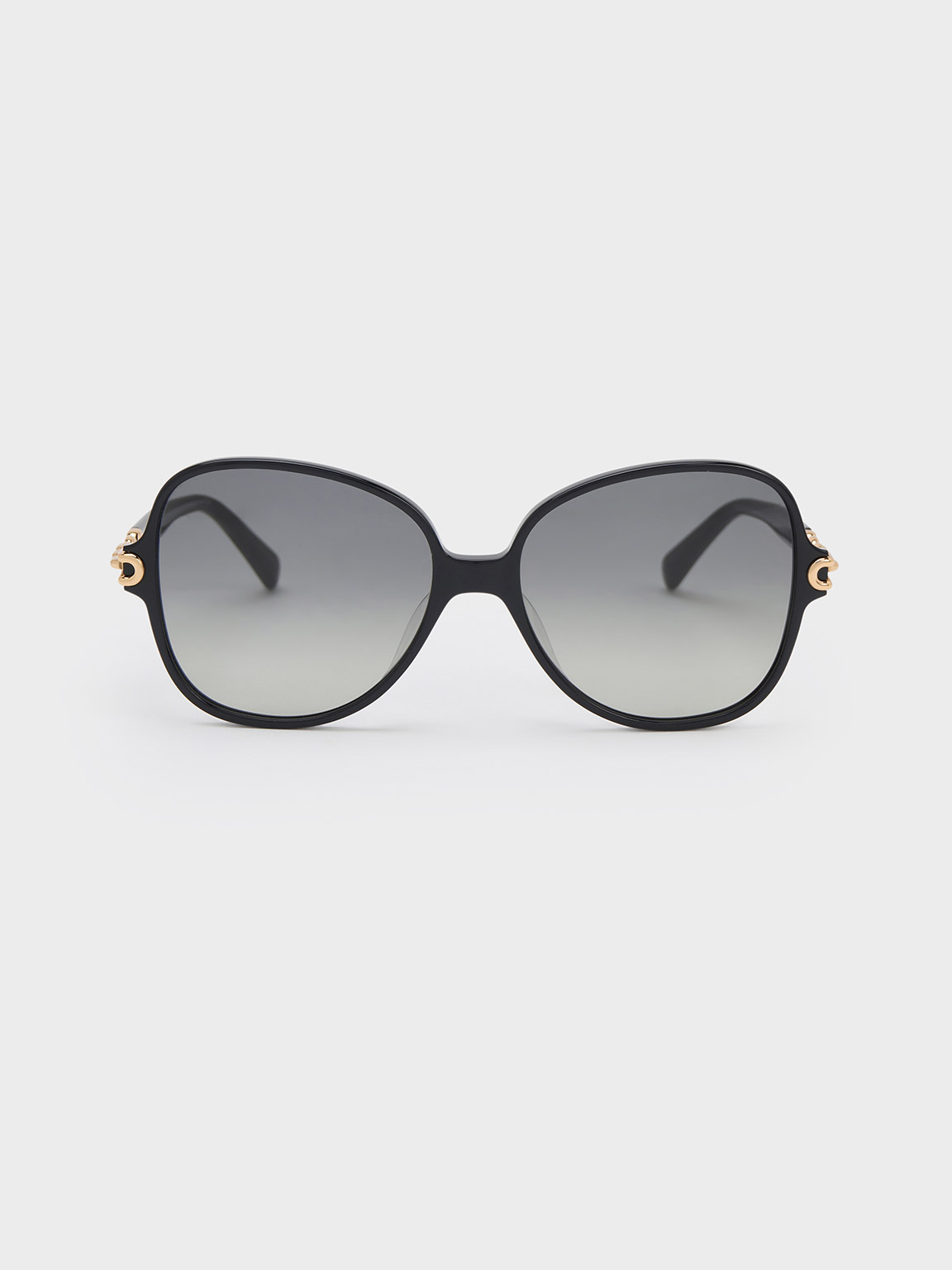 Charles & Keith Chain-link Oversized Butterfly Sunglasses In Black