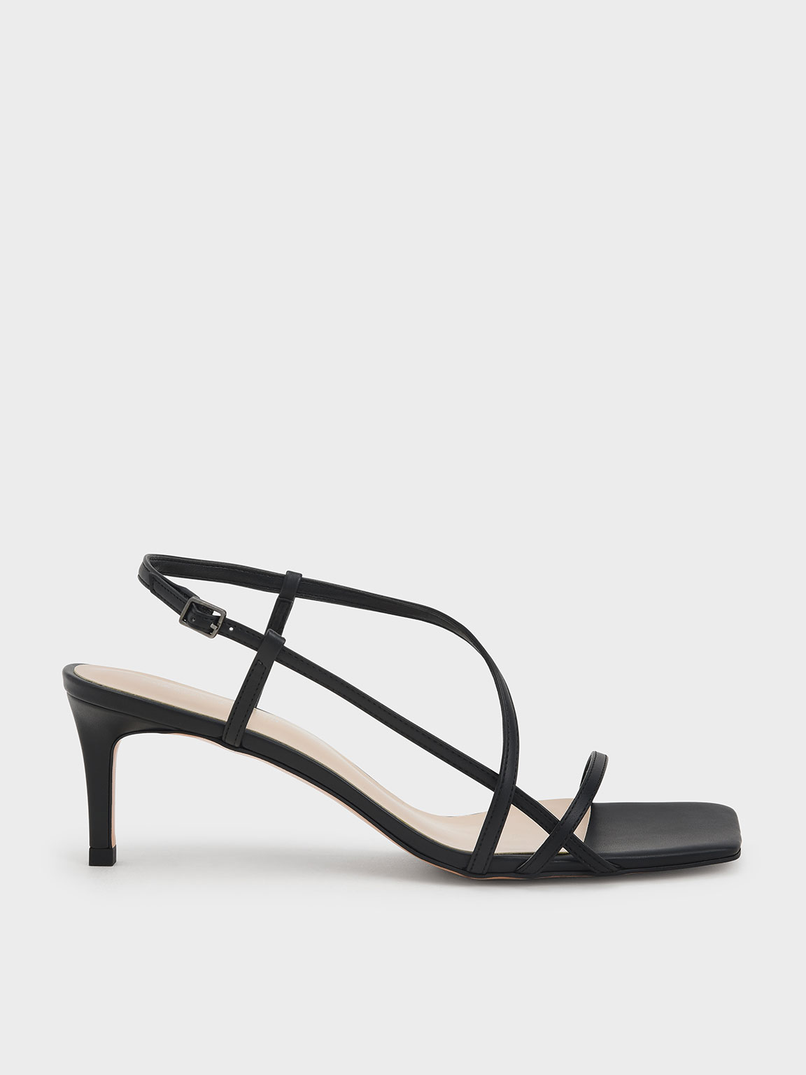 

Asymmetric Strap Heeled Sandals