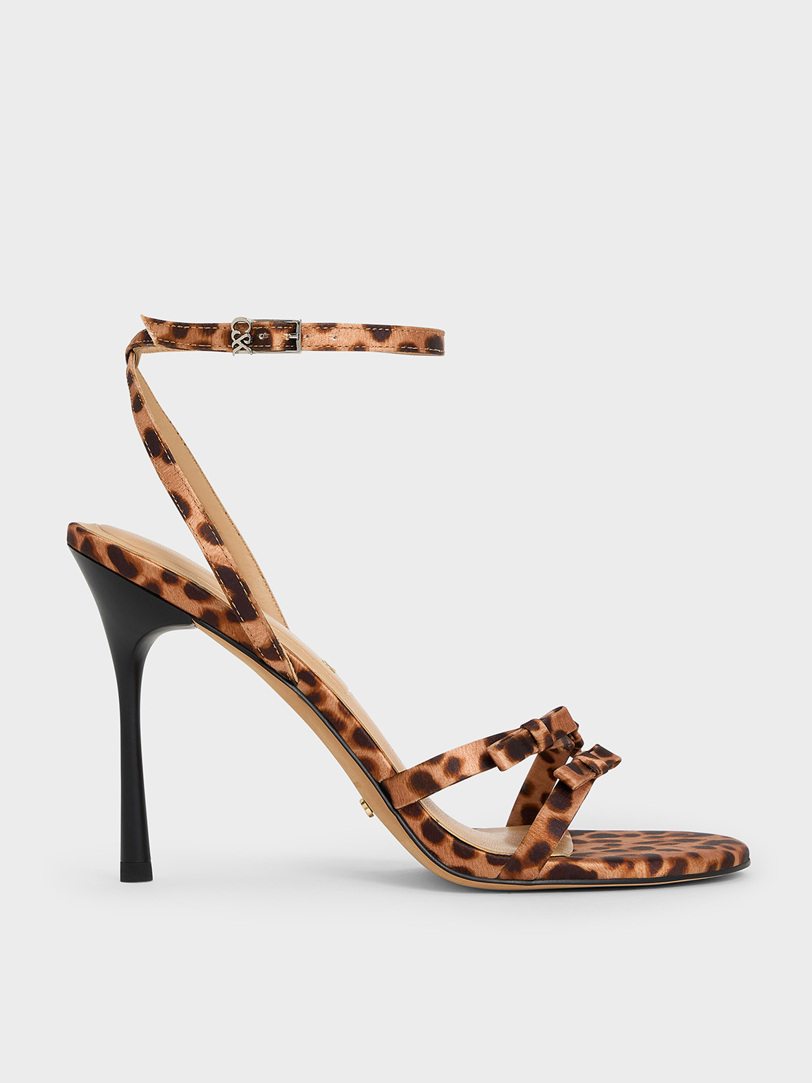 Charles & Keith - Jessy Recycled Polyester Bow Ankle-Strap Stiletto-Heel Sandals
