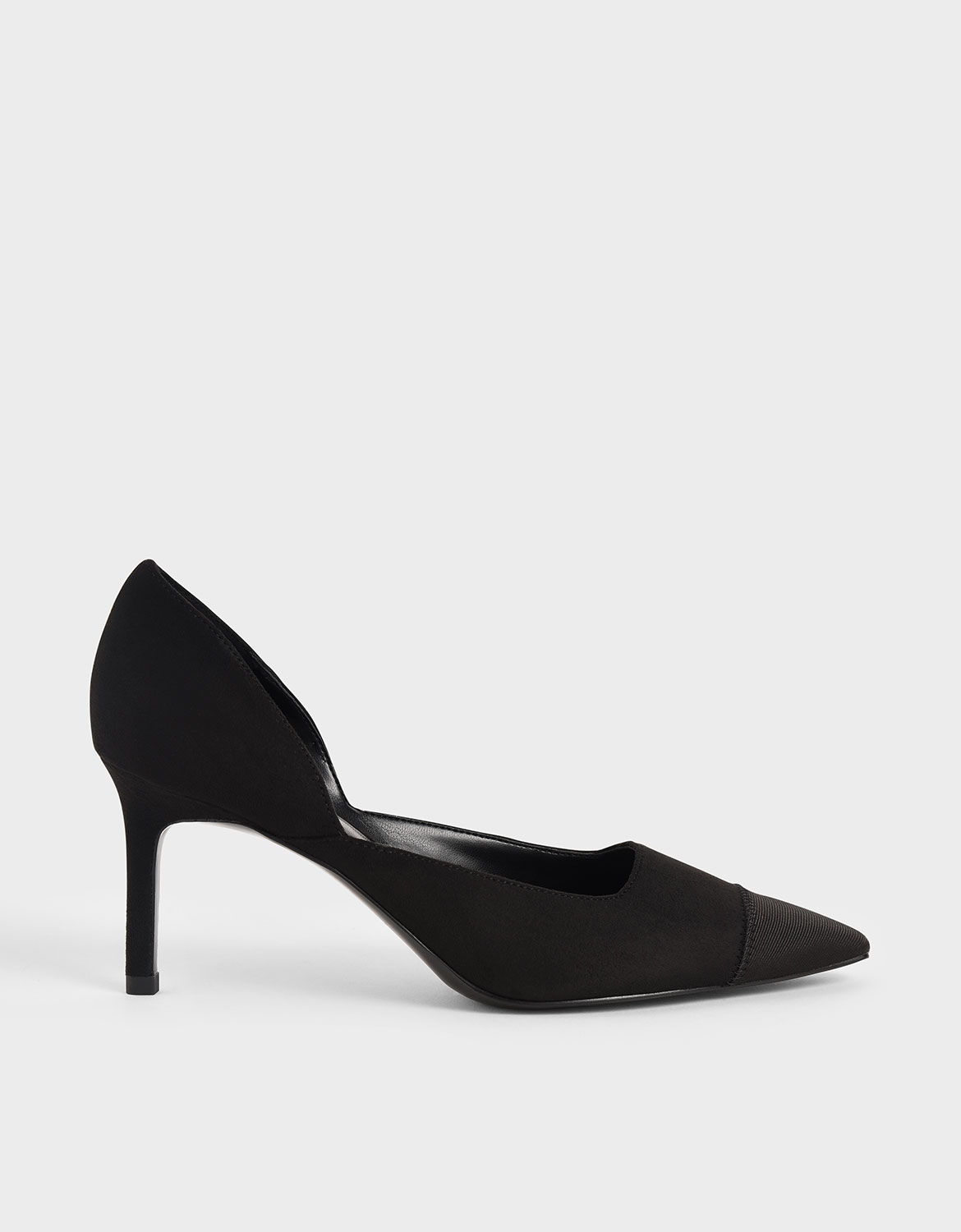 

Textured D'Orsay Stiletto Pumps, Black