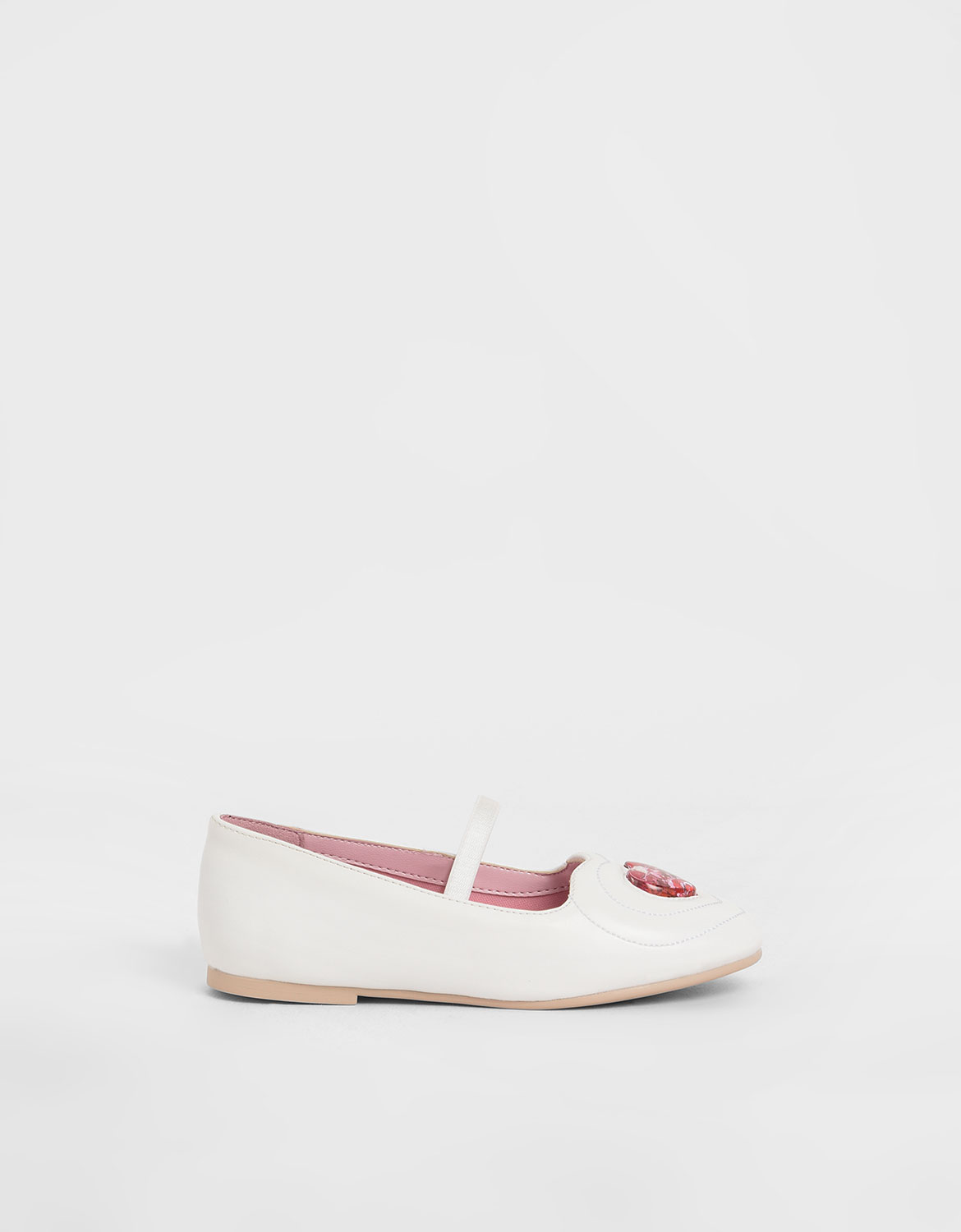 

Girls' Sequin Heart Ballerina Flats, White