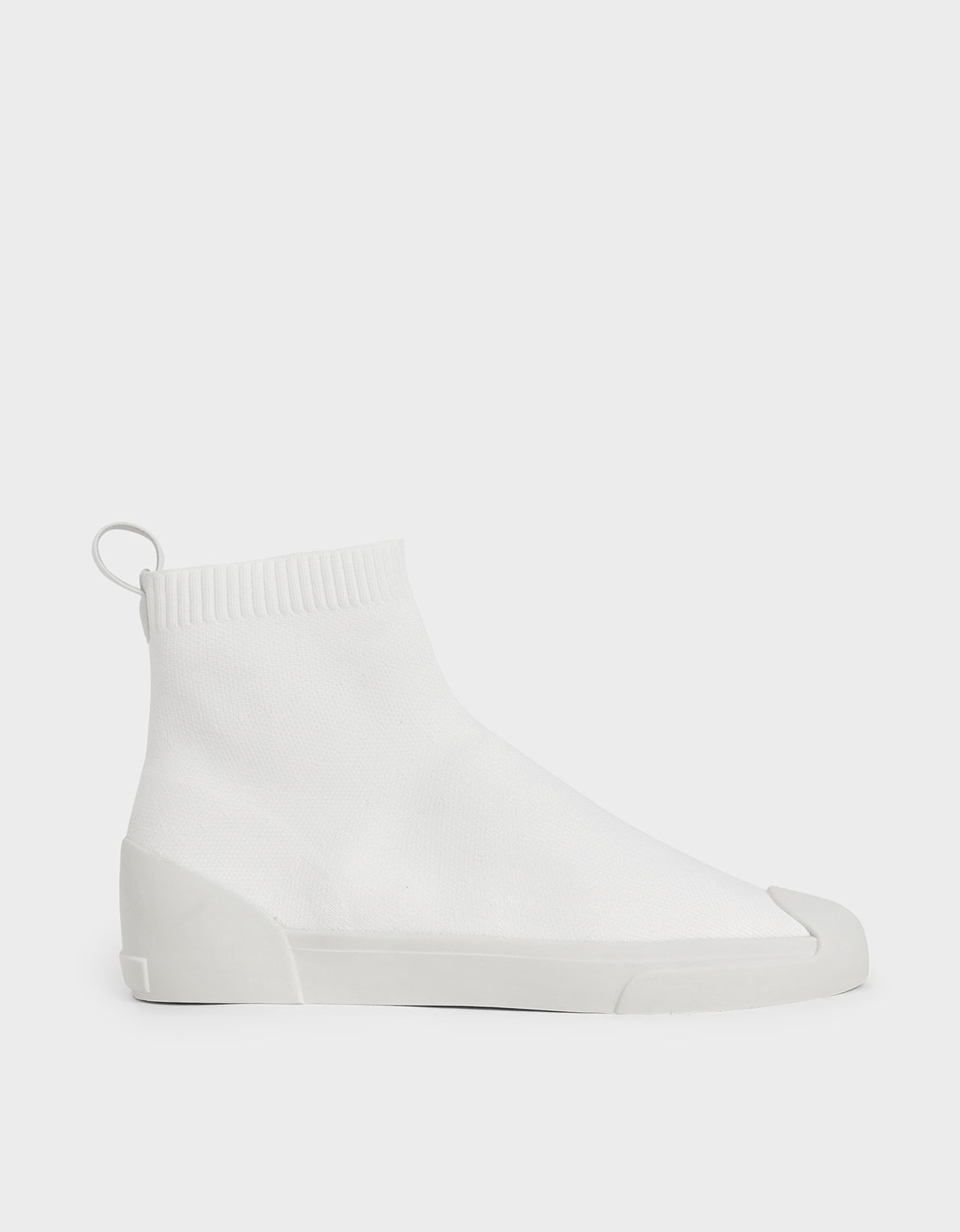 

Knitted High Top Slip-On Sneakers, White