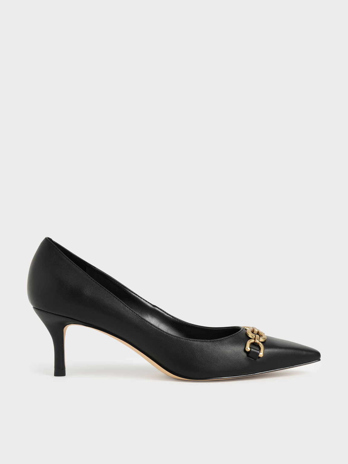 

Chain Link Pointed Toe Pumps, Black