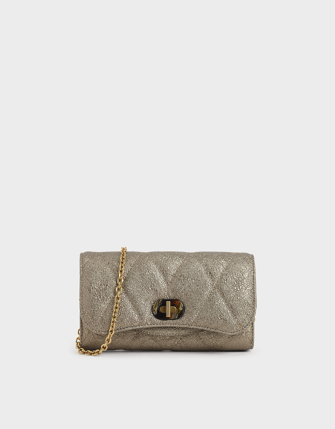 

Quilted Turn-Lock Wallet, Bronze