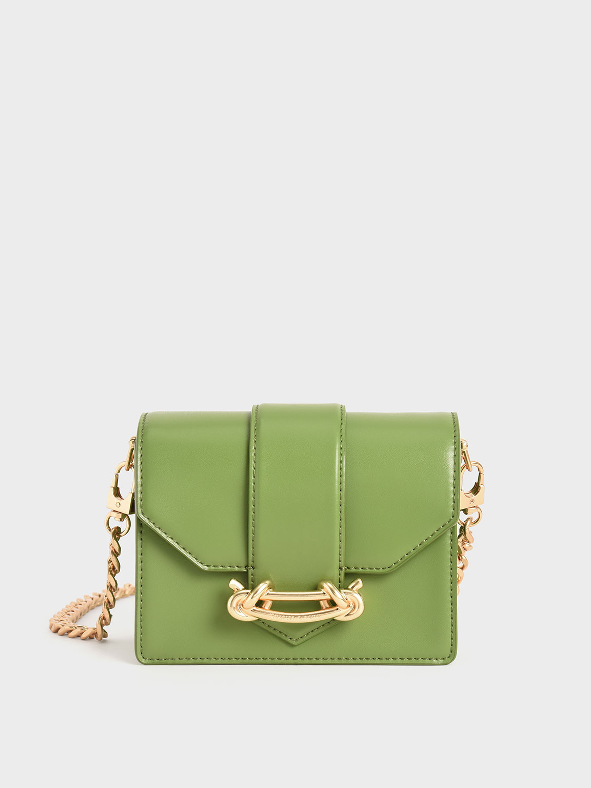 

Metallic Buckle Crossbody Bag, Green