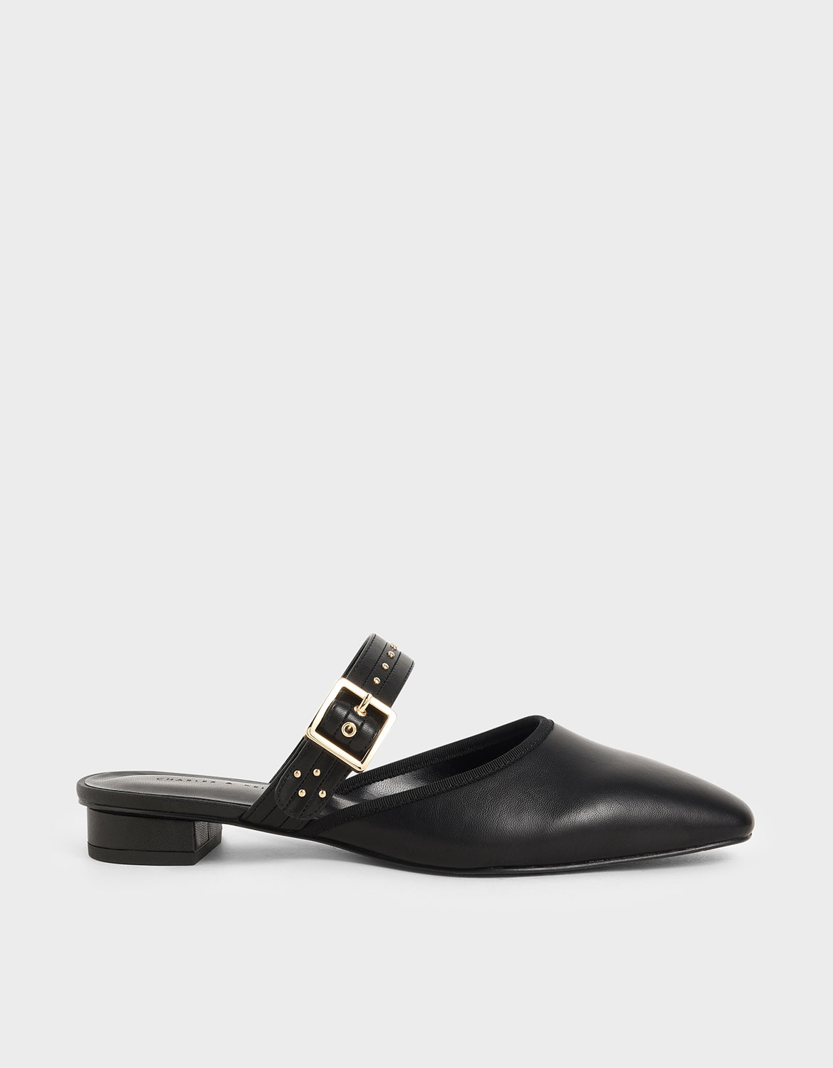 

Studded Round Toe Mules, Black