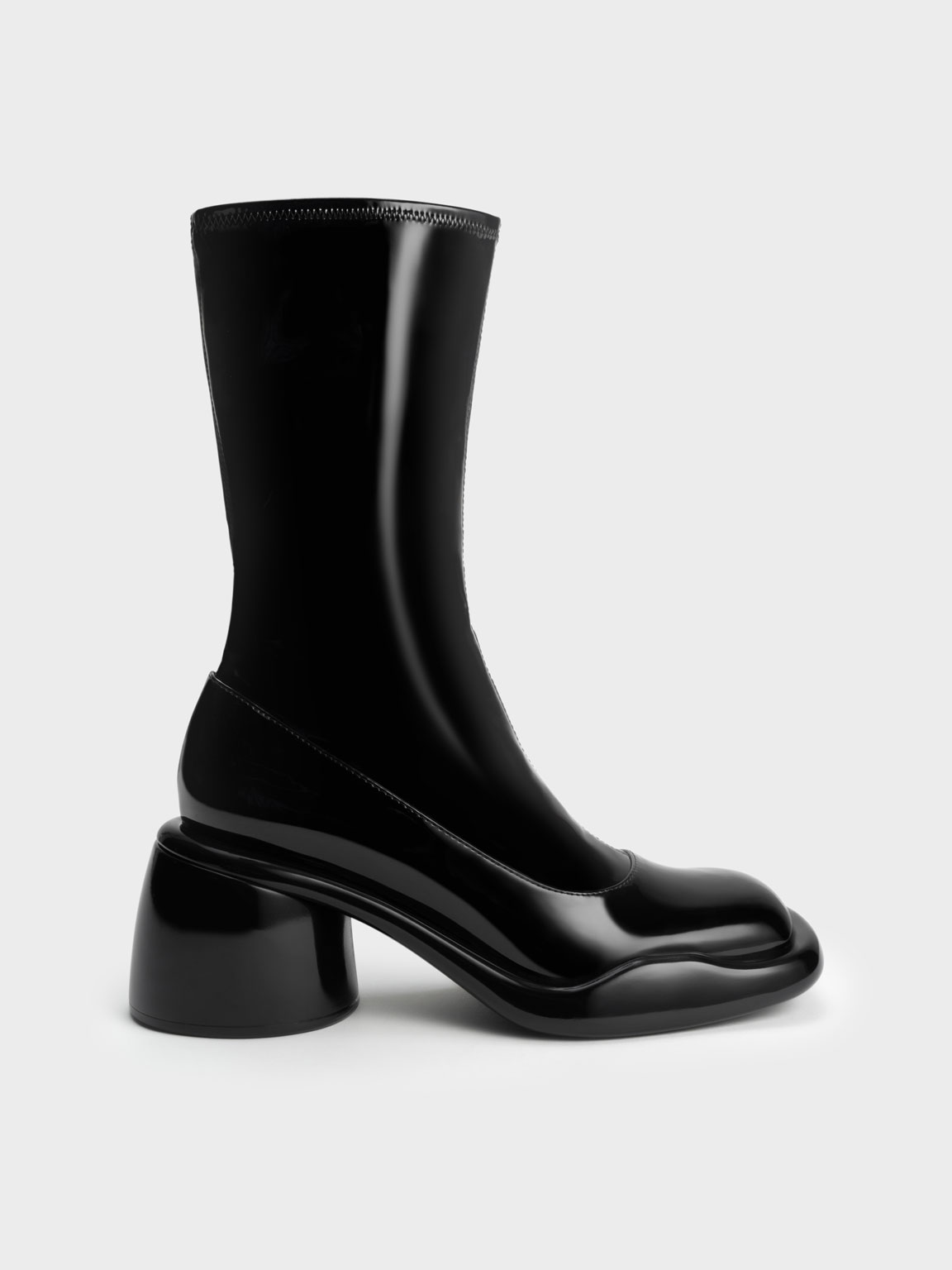 Lula Patent Chunky Heel Calf Boots