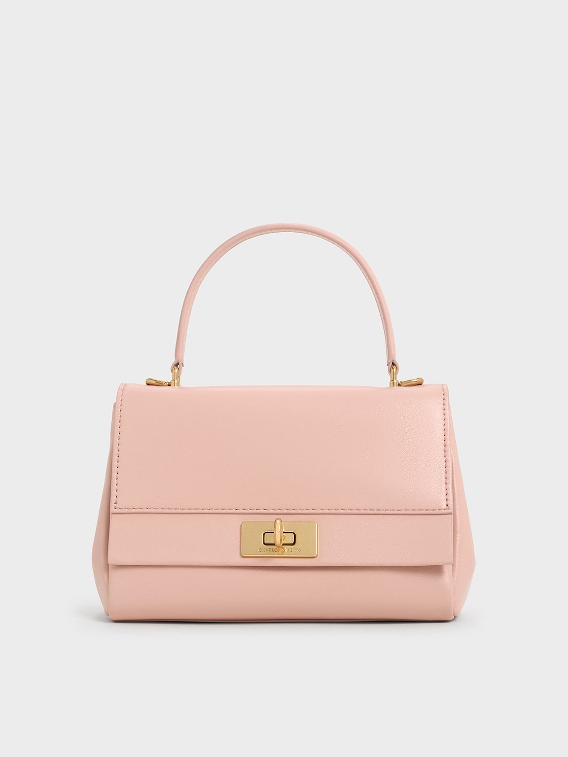 Charles & Keith - Lennie Chain-strap Top Handle Bag In Pink