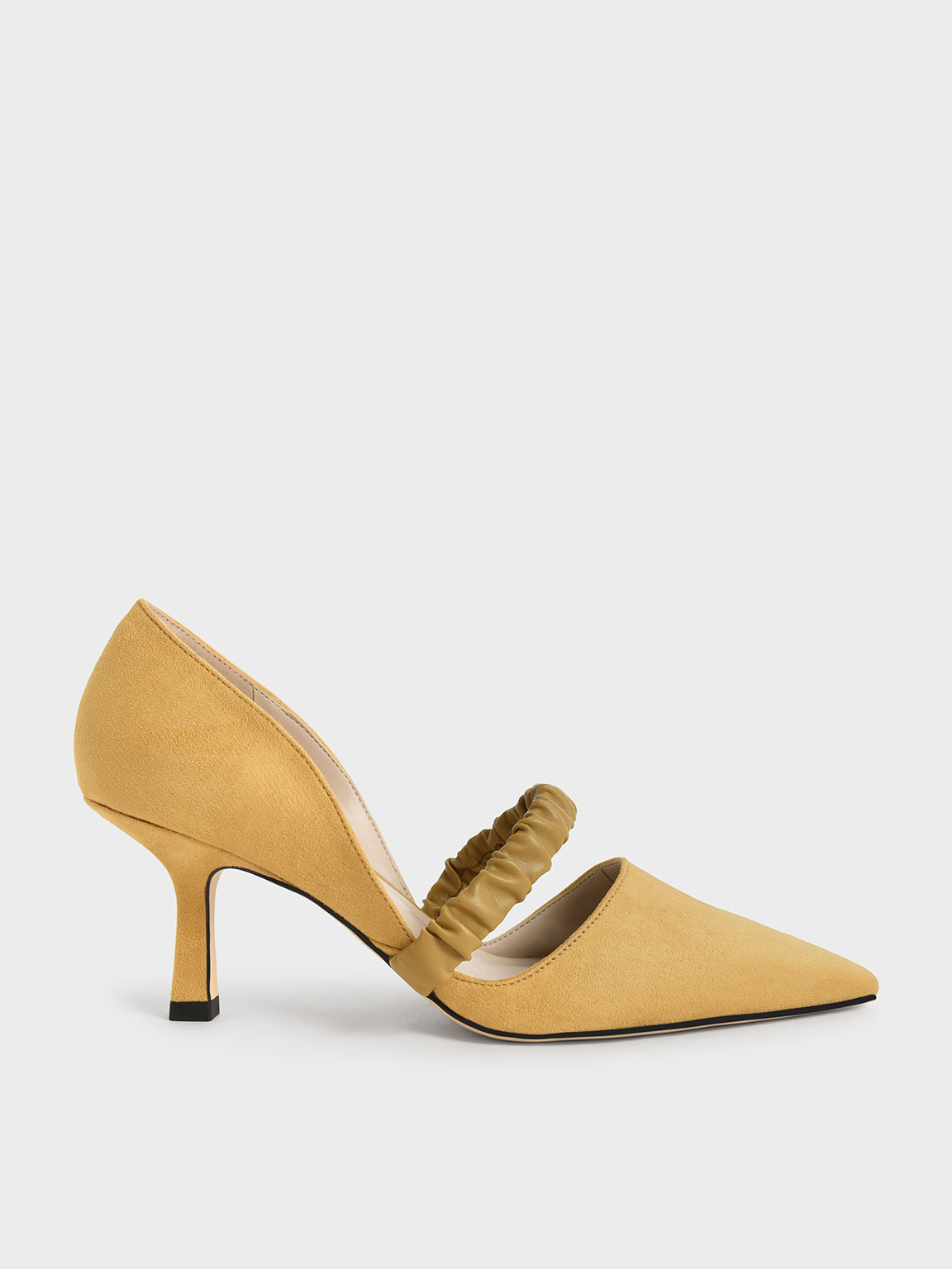 

Ruched Strap Textured D'Orsay Pumps