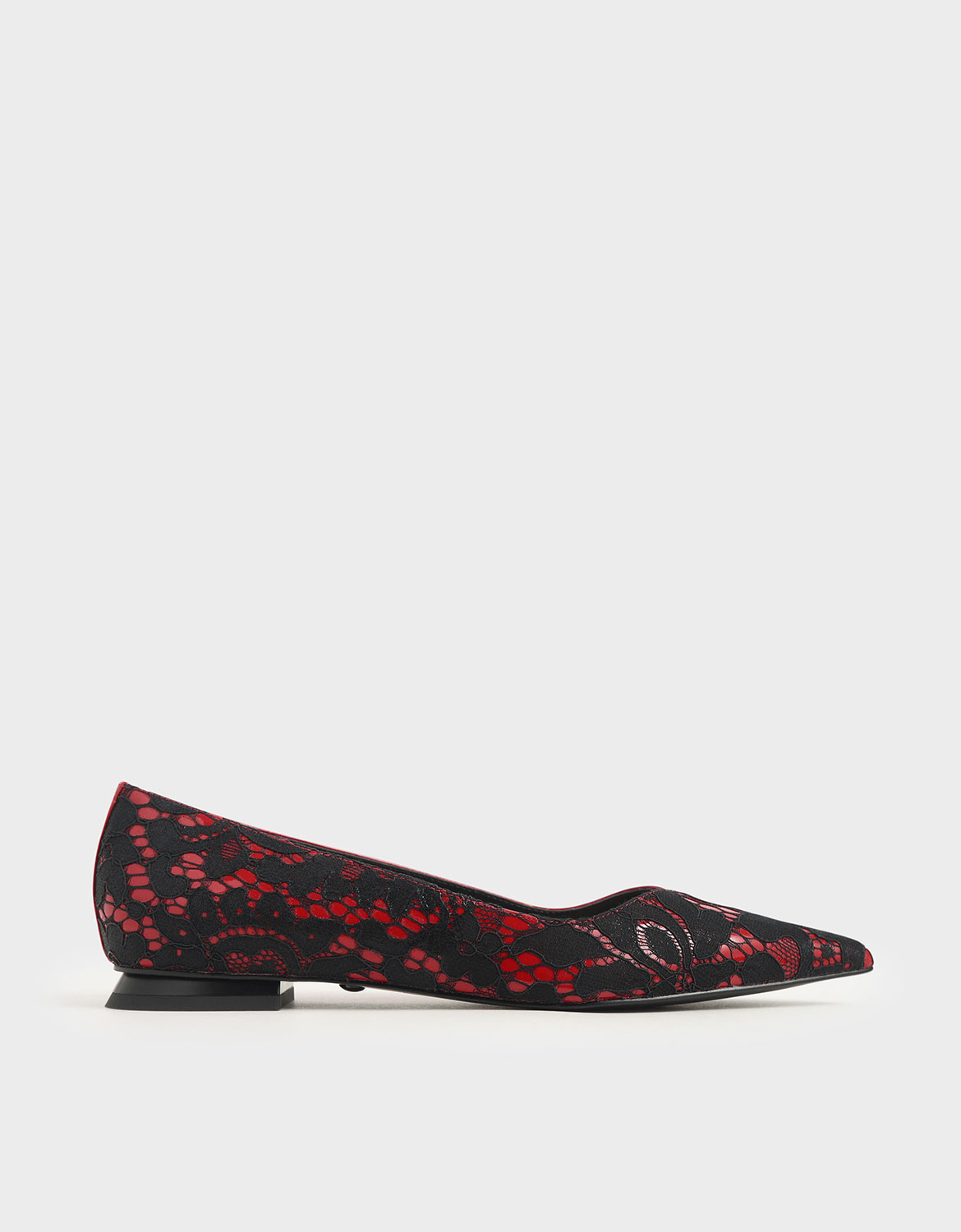 

Patent Leather Lace Ballerina Flats, Red