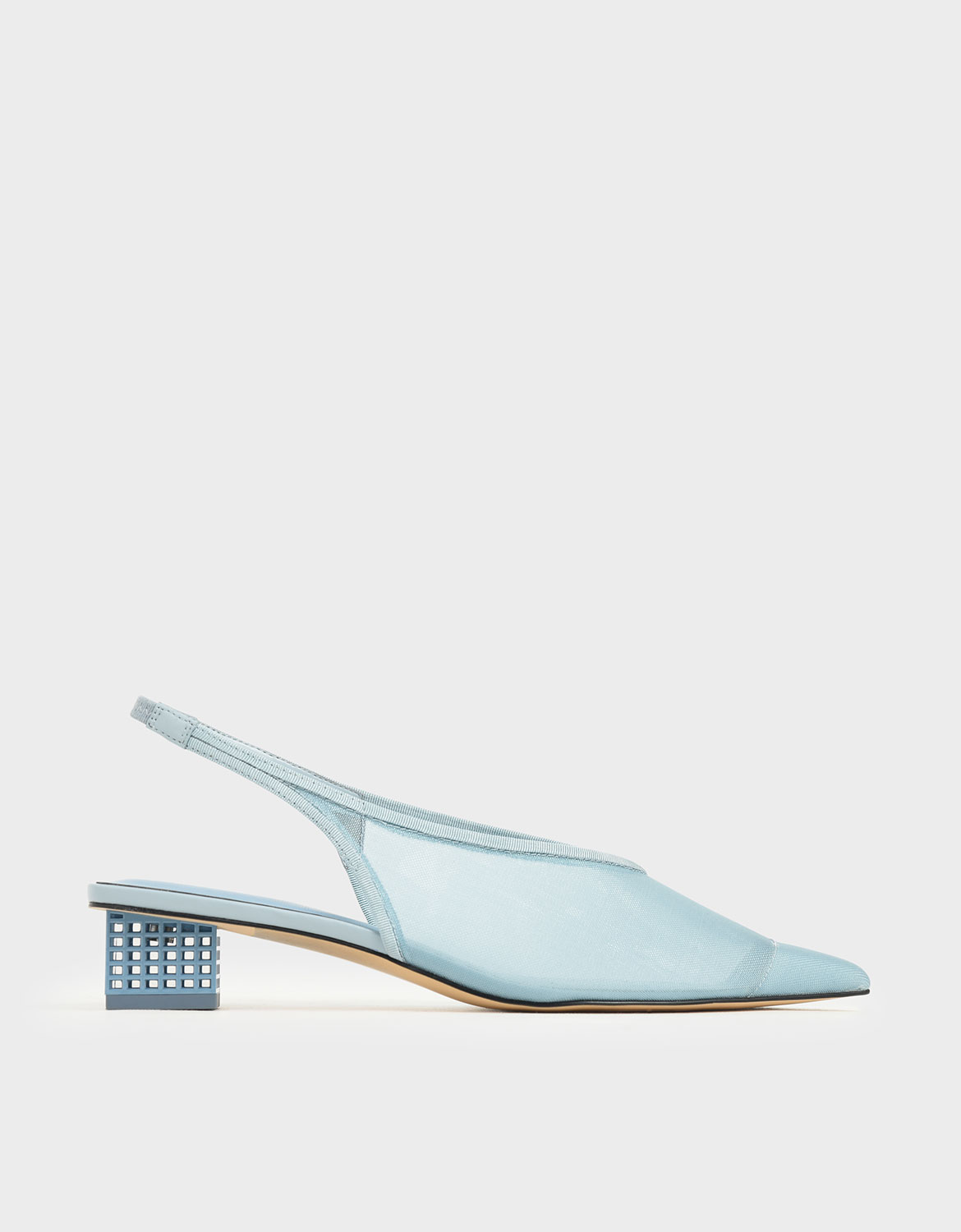 

Mesh Slingback Heels, Light blue