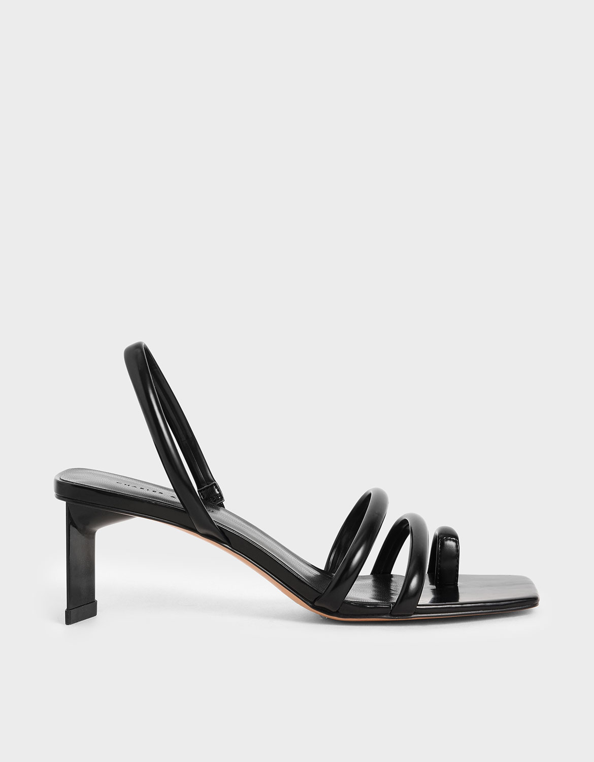 

Toe Loop Strappy Slingback Heels, Black