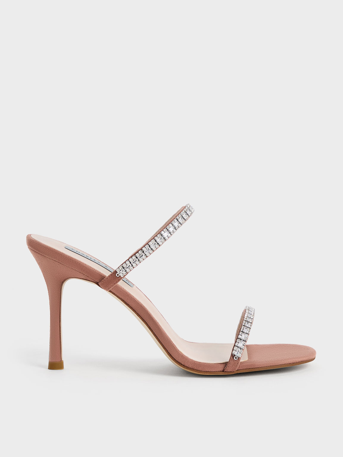 Charles & Keith - Ambrosia Textured Gem-Embellished Heeled Mules
