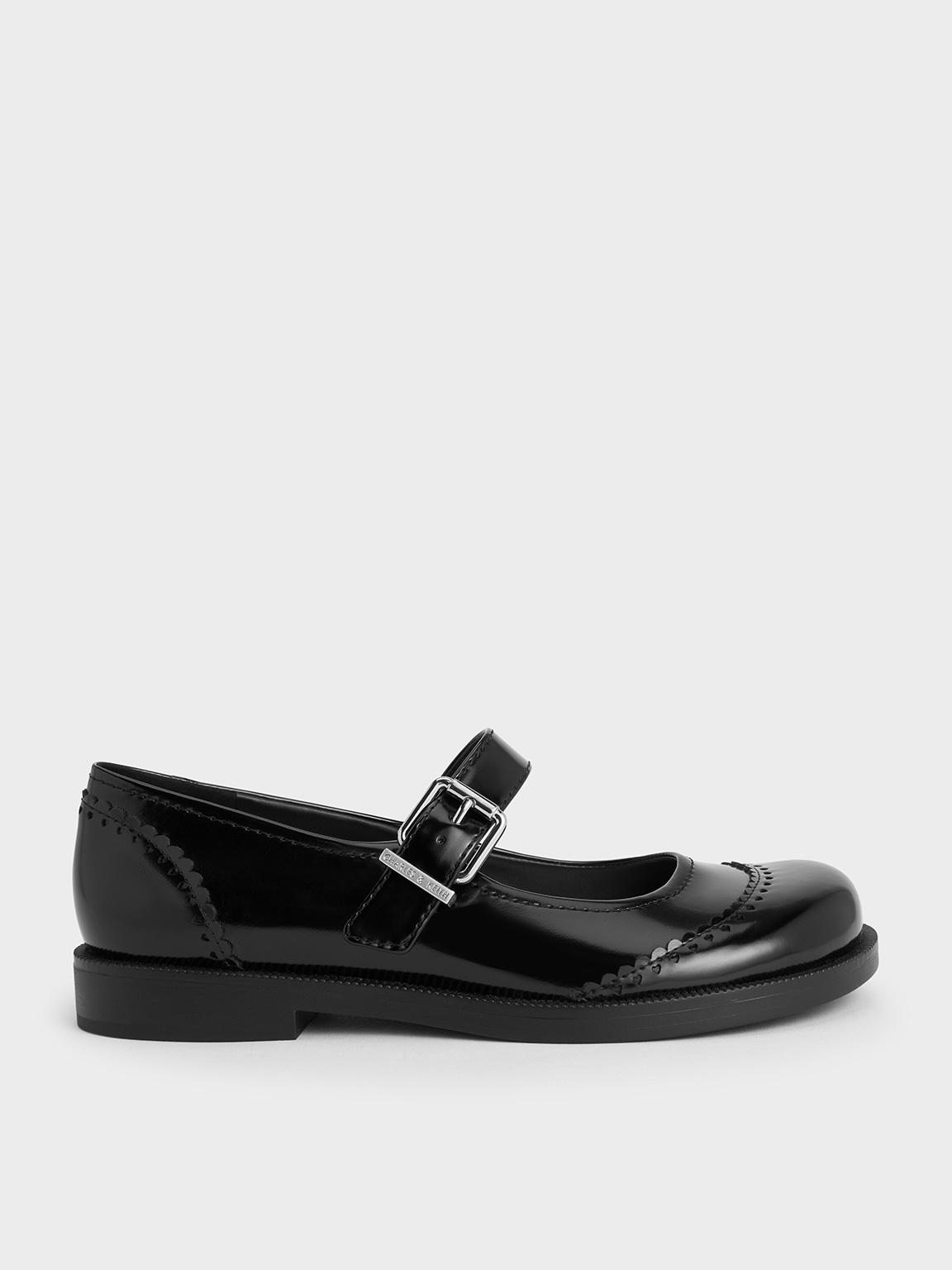 Charles & Keith - Heart Buckled Mary Janes In Black Box