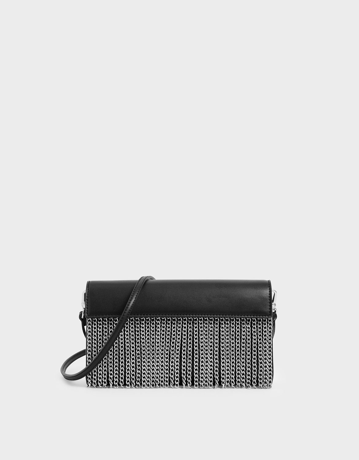 

Chain Fringe Clutch, Black