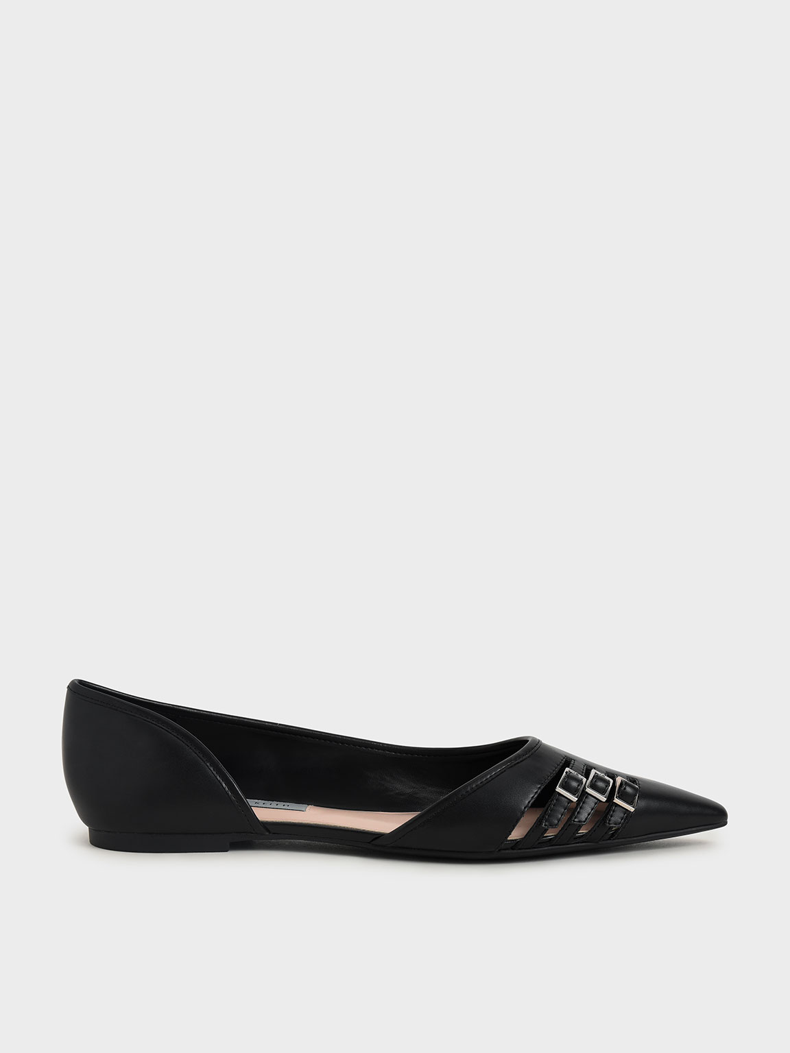 

Half D'Orsay Cut-Out Ballet Pumps, Black