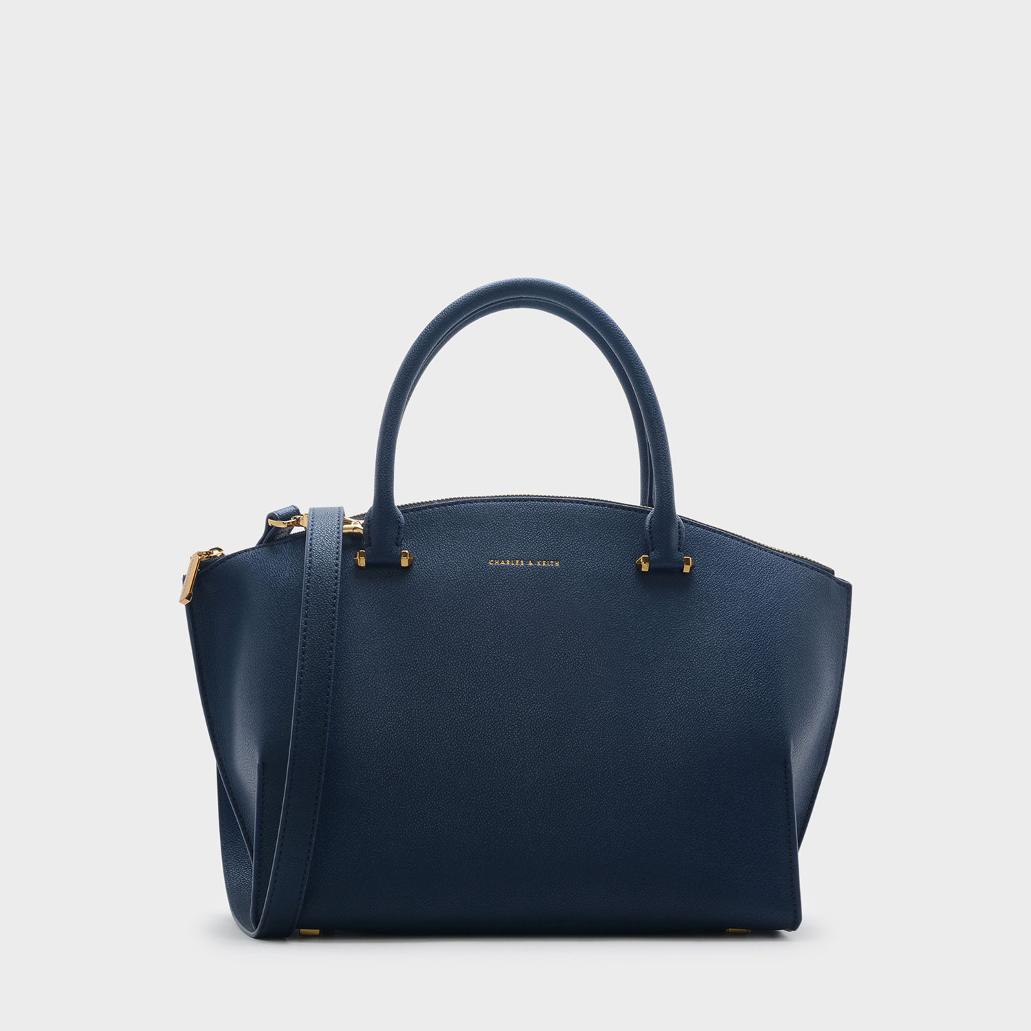 

Curved Zip Tote Bag, Navy
