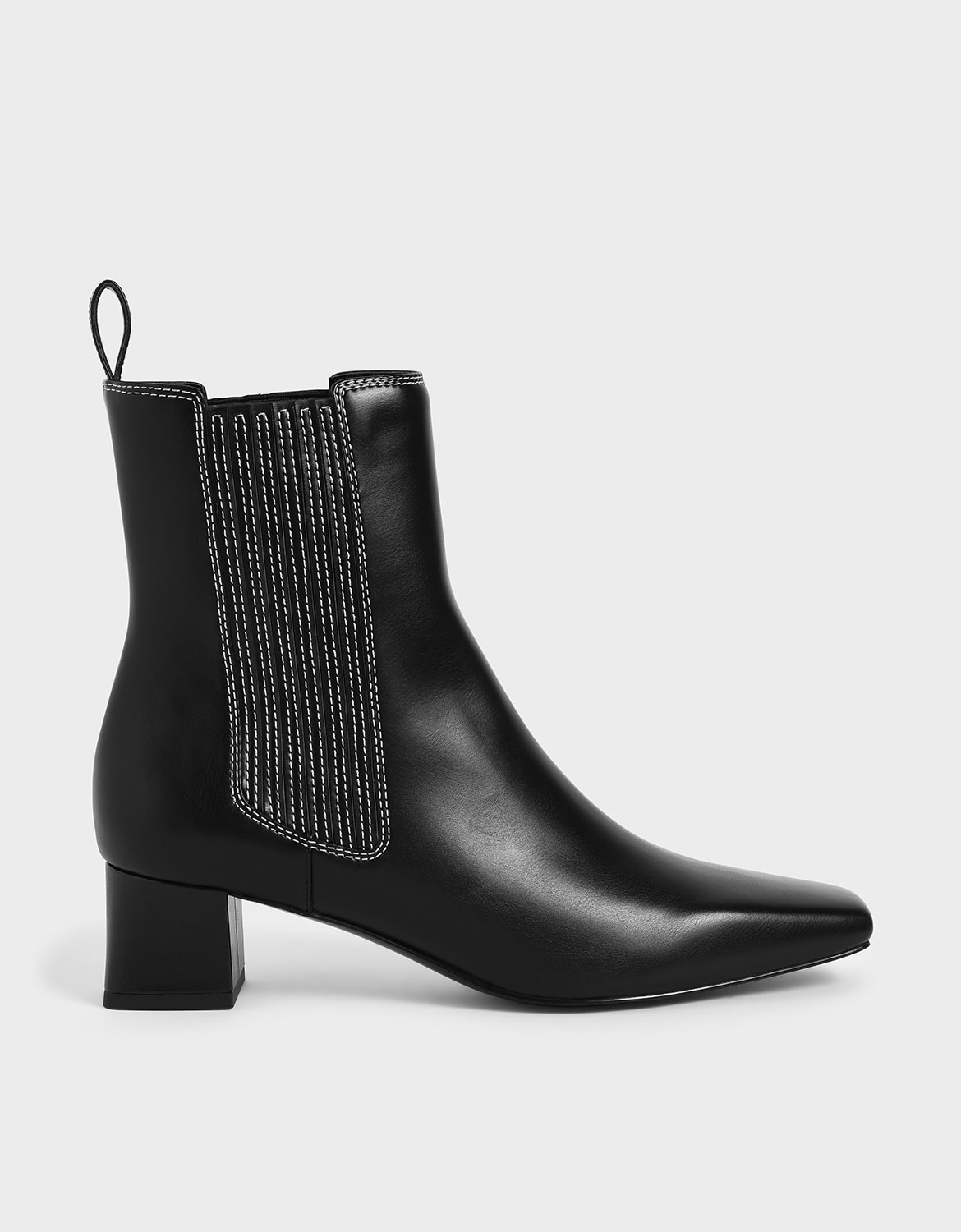 

Stitch Trim Ankle Boots, Black