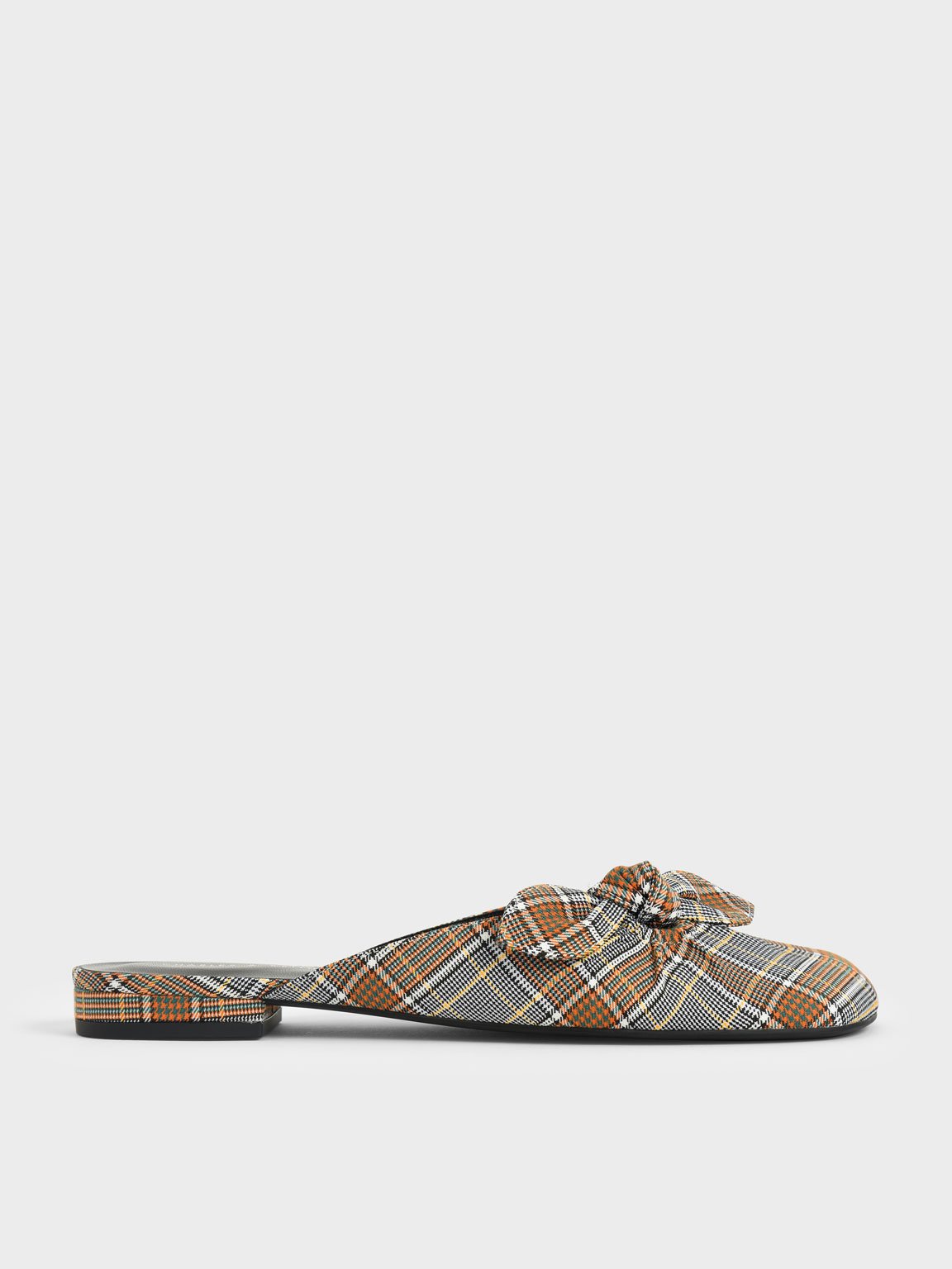 

Check Print Knotted Fabric Mules