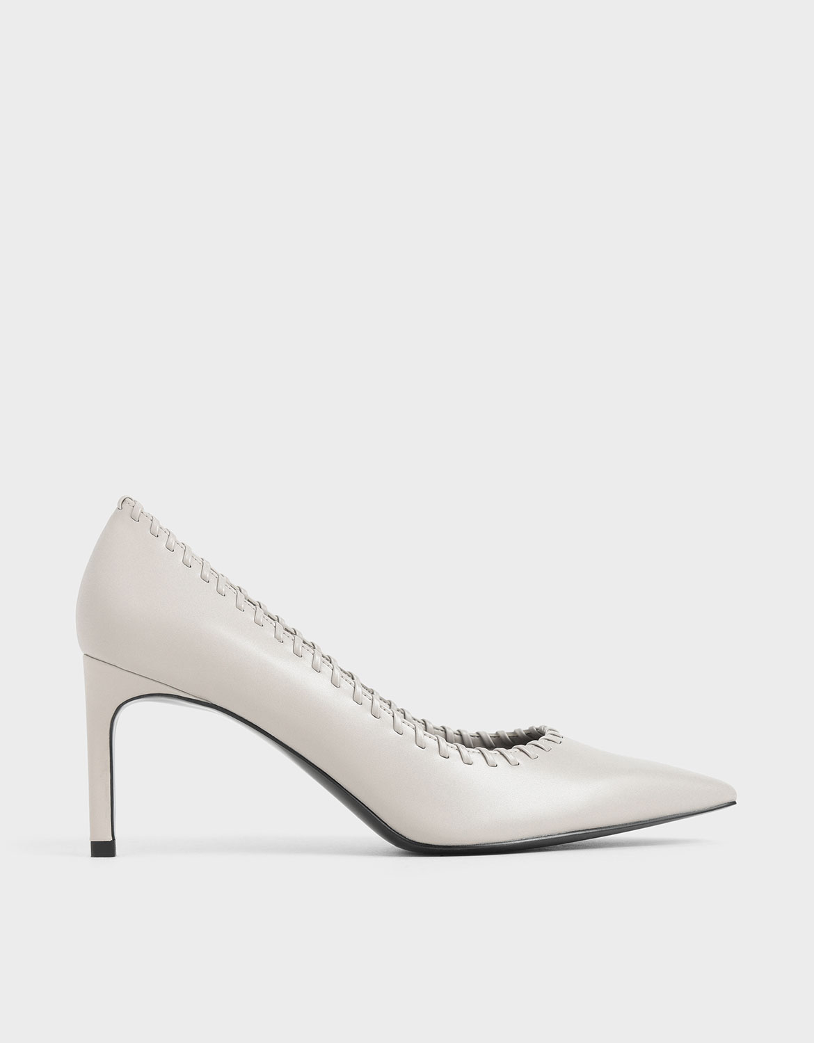 

Whipstitch Trim Pumps, Nude