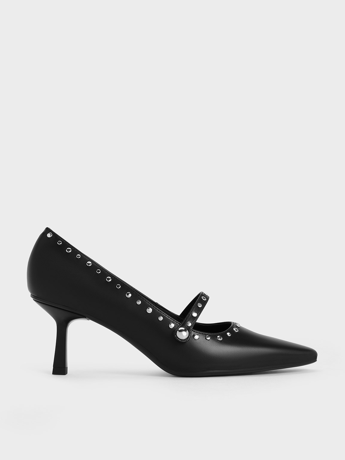 Charles & Keith Studded Mary Jane Pumps In Black