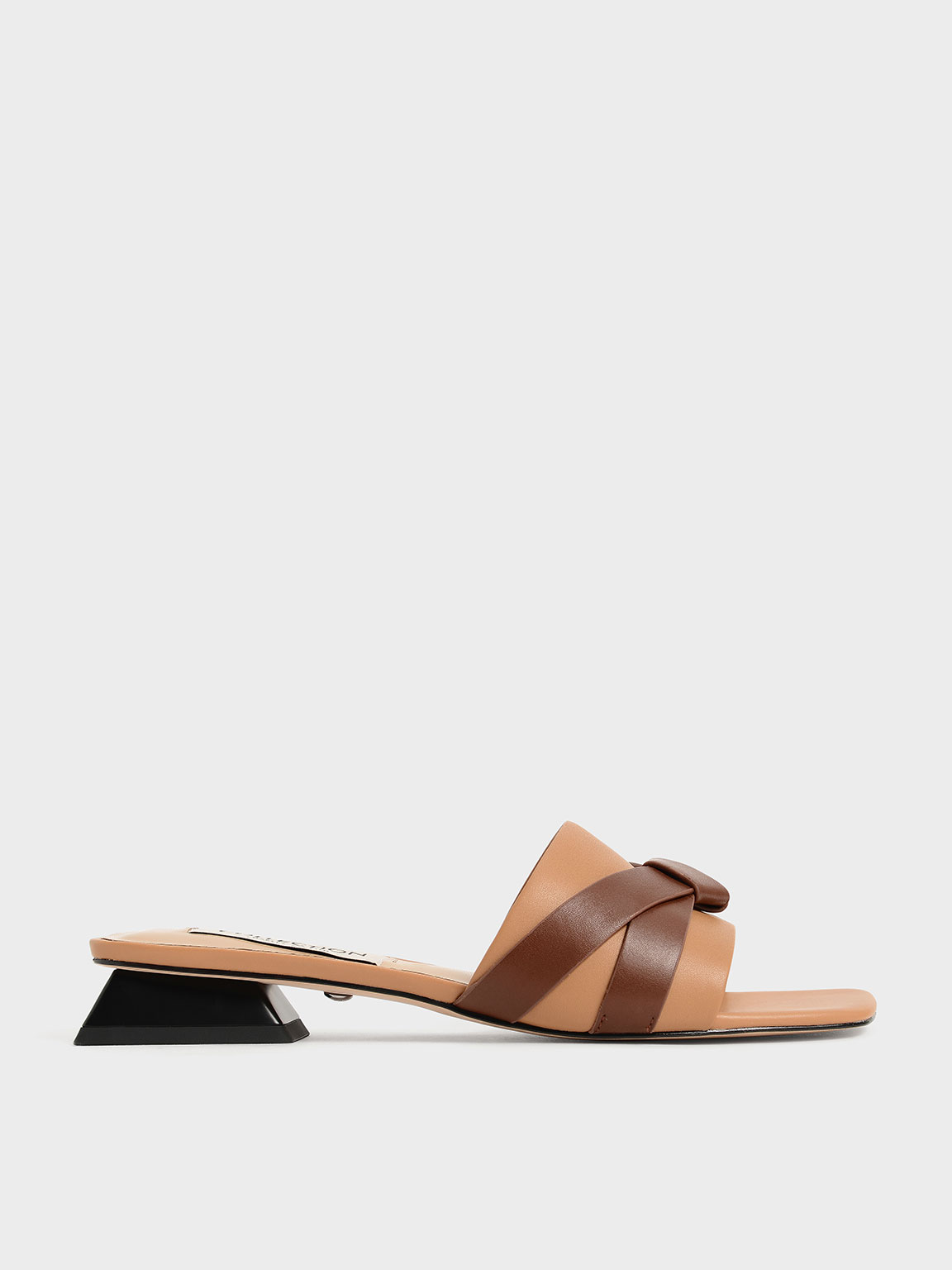 

Leather Bow-Tie Trapeze Heel Mules