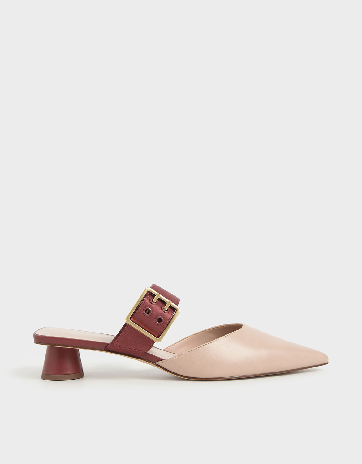 

Satin Grommet Buckle Mules