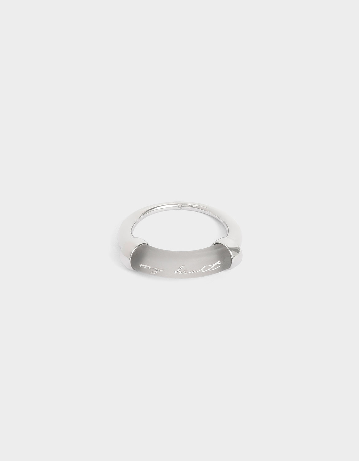 

My Heart" Printed Ring, Silver