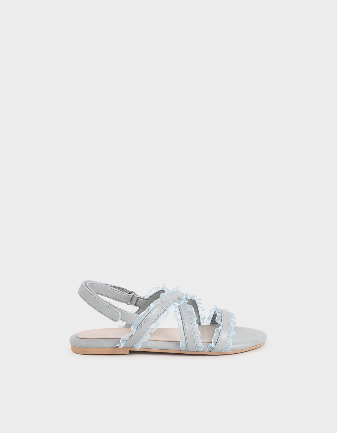 

Girls' Frill-Trim Flat Sandals, Light blue
