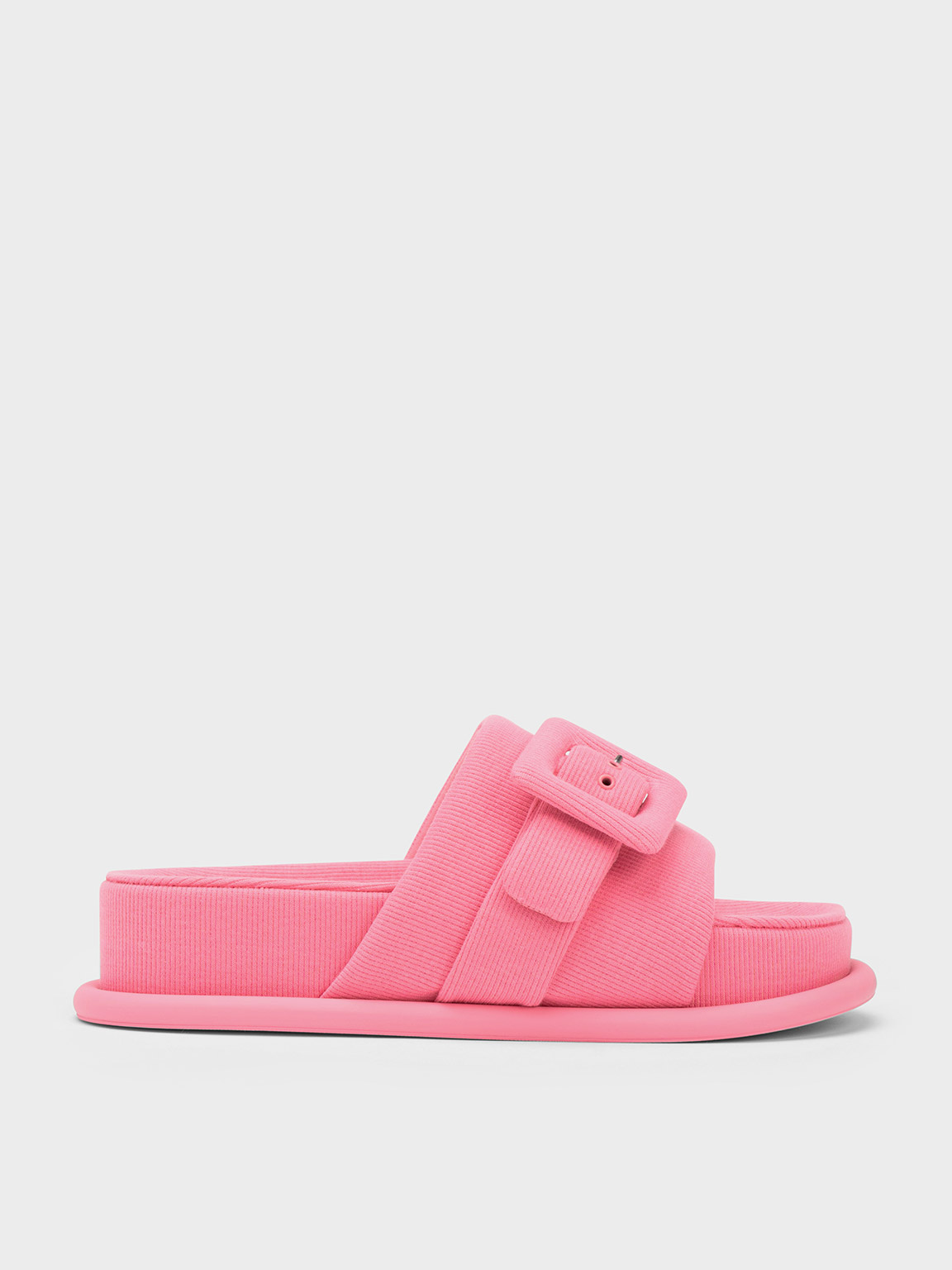 Charles & Keith Woven Buckled Slide Sandals In Pink