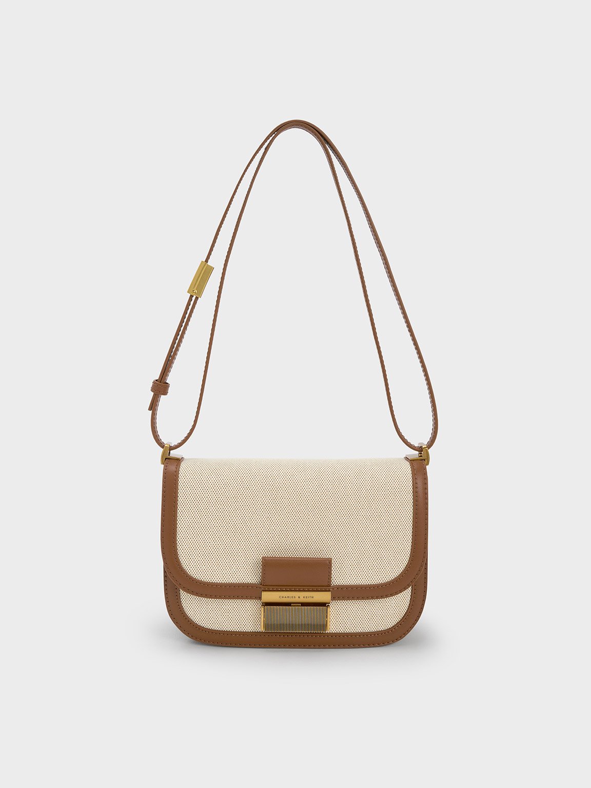 Charles & Keith Charlot Canvas Crossbody Bag In Chocolate